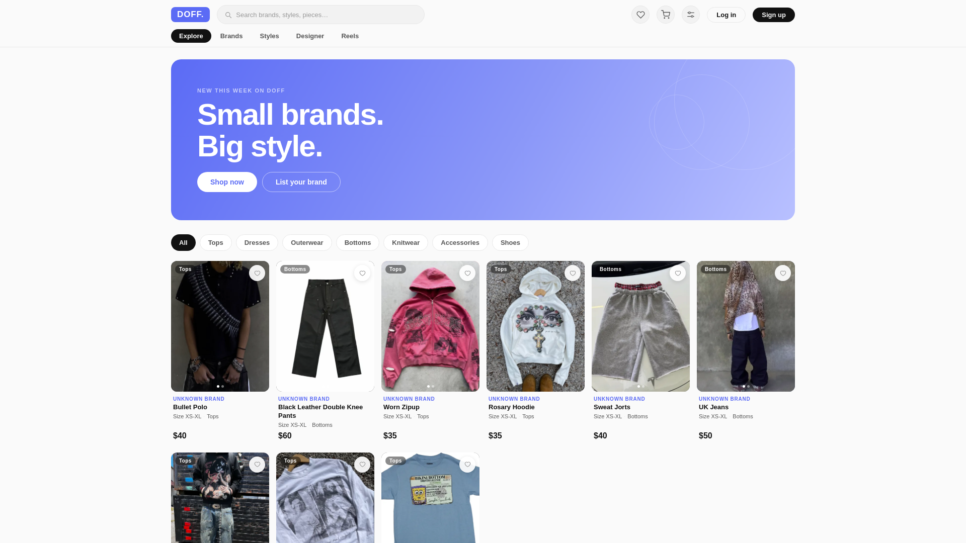 website screenshot of https://doffmarket.com/