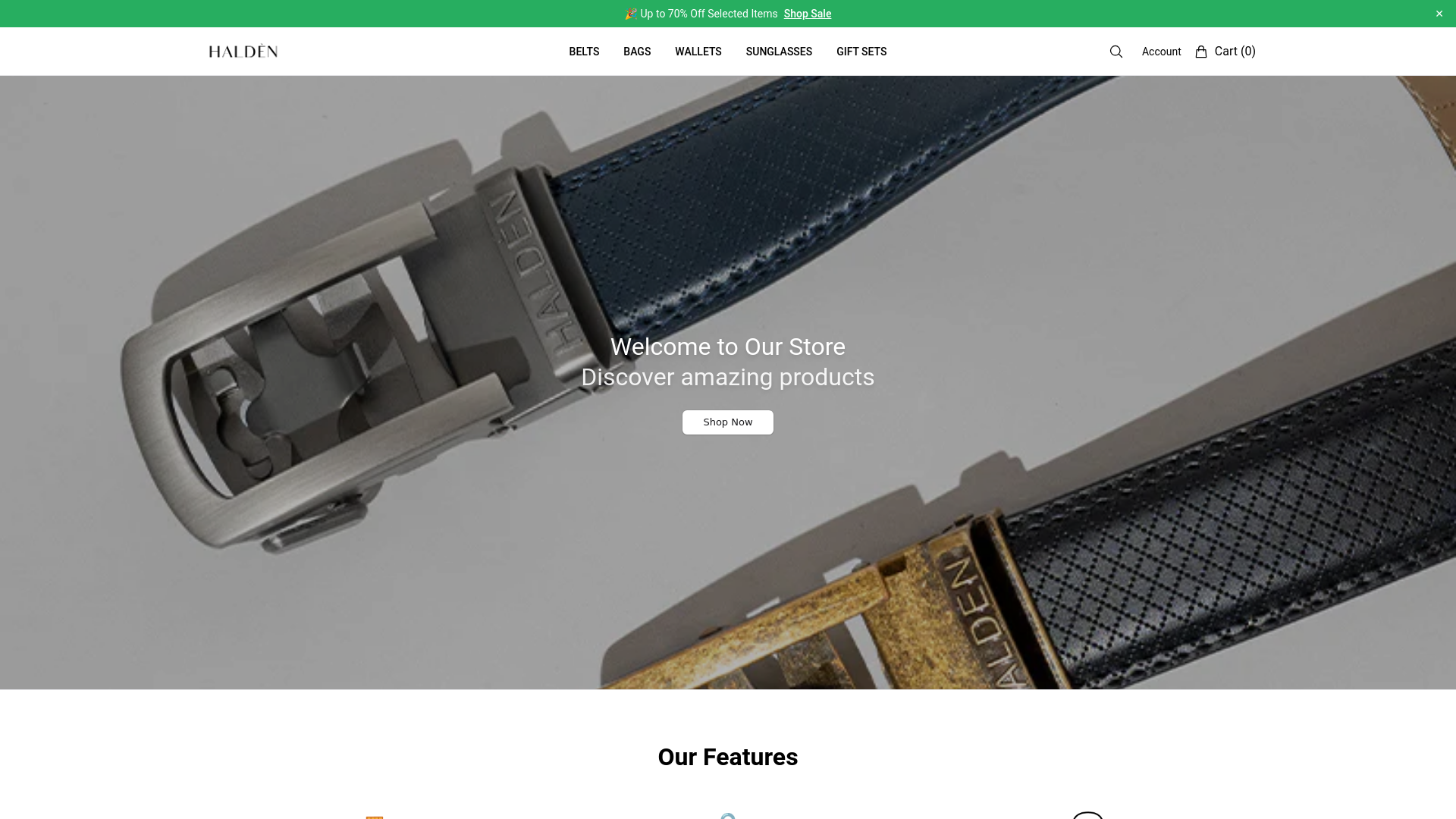 website screenshot of https://haldenfashion.shop/