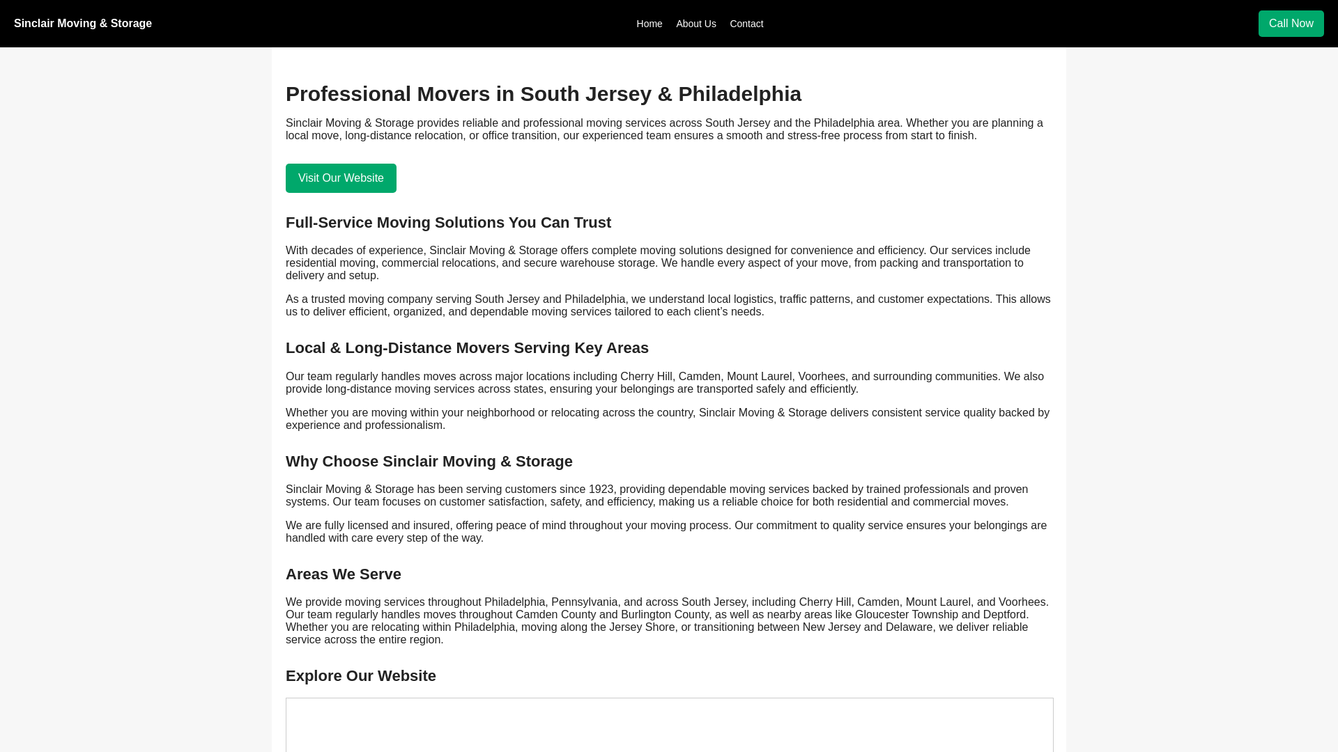 website screenshot of https://sinclairmoving.pages.dev/