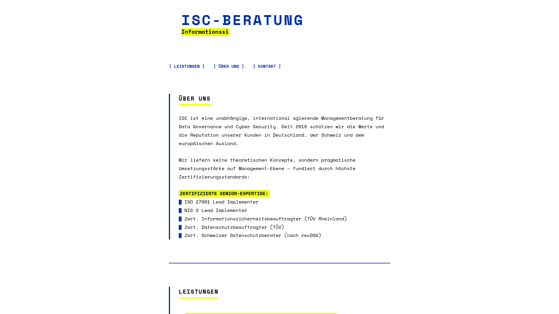 website screenshot of https://iscberatung.pages.dev/