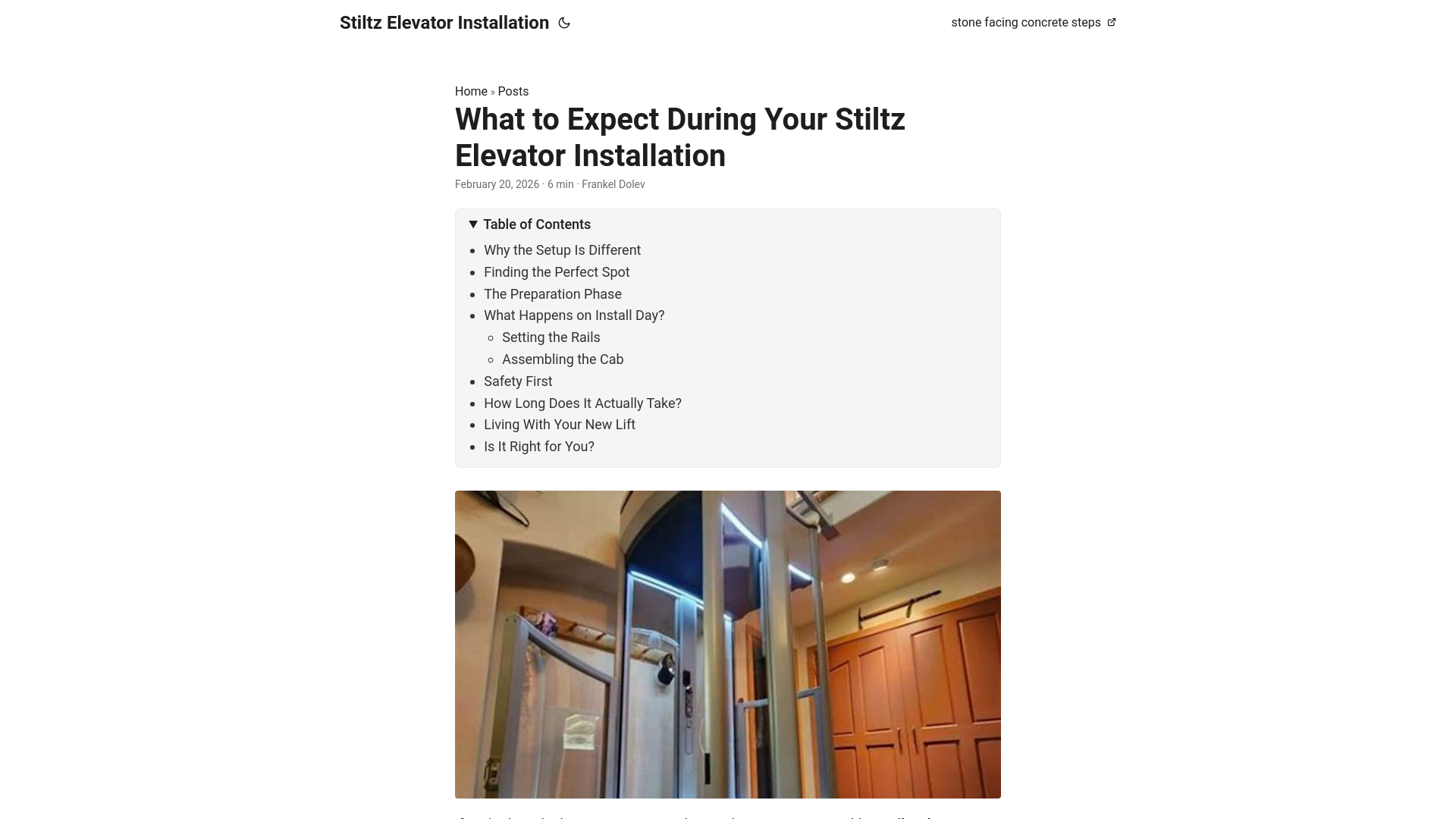 website screenshot of https://stiltz-elevator-installation.pages.dev/