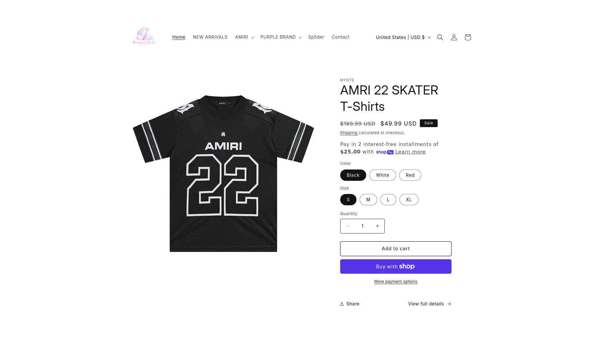 website screenshot of https://amirclothing.shop/
