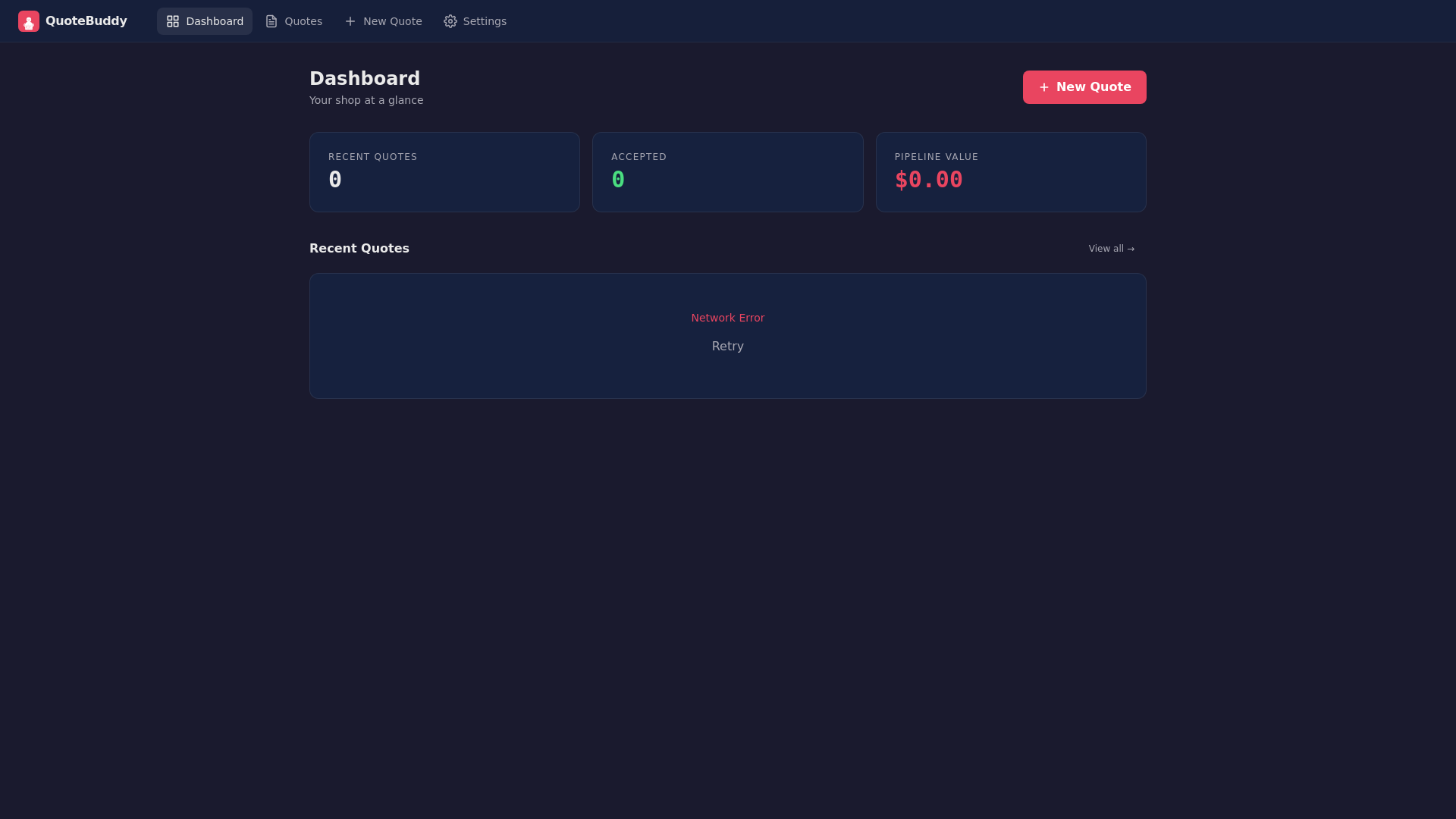 website screenshot of https://quoteflow.live