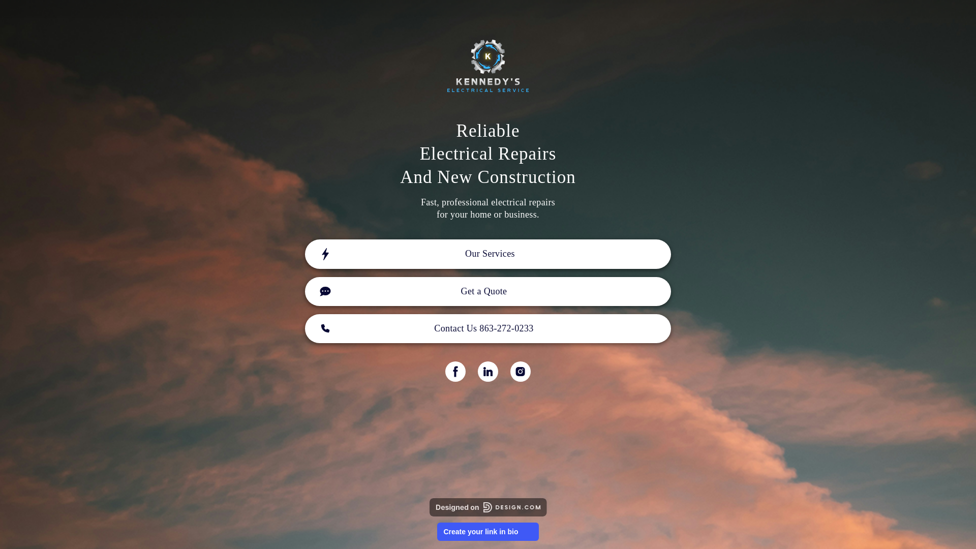 website screenshot of https://kennedyselectric.com/