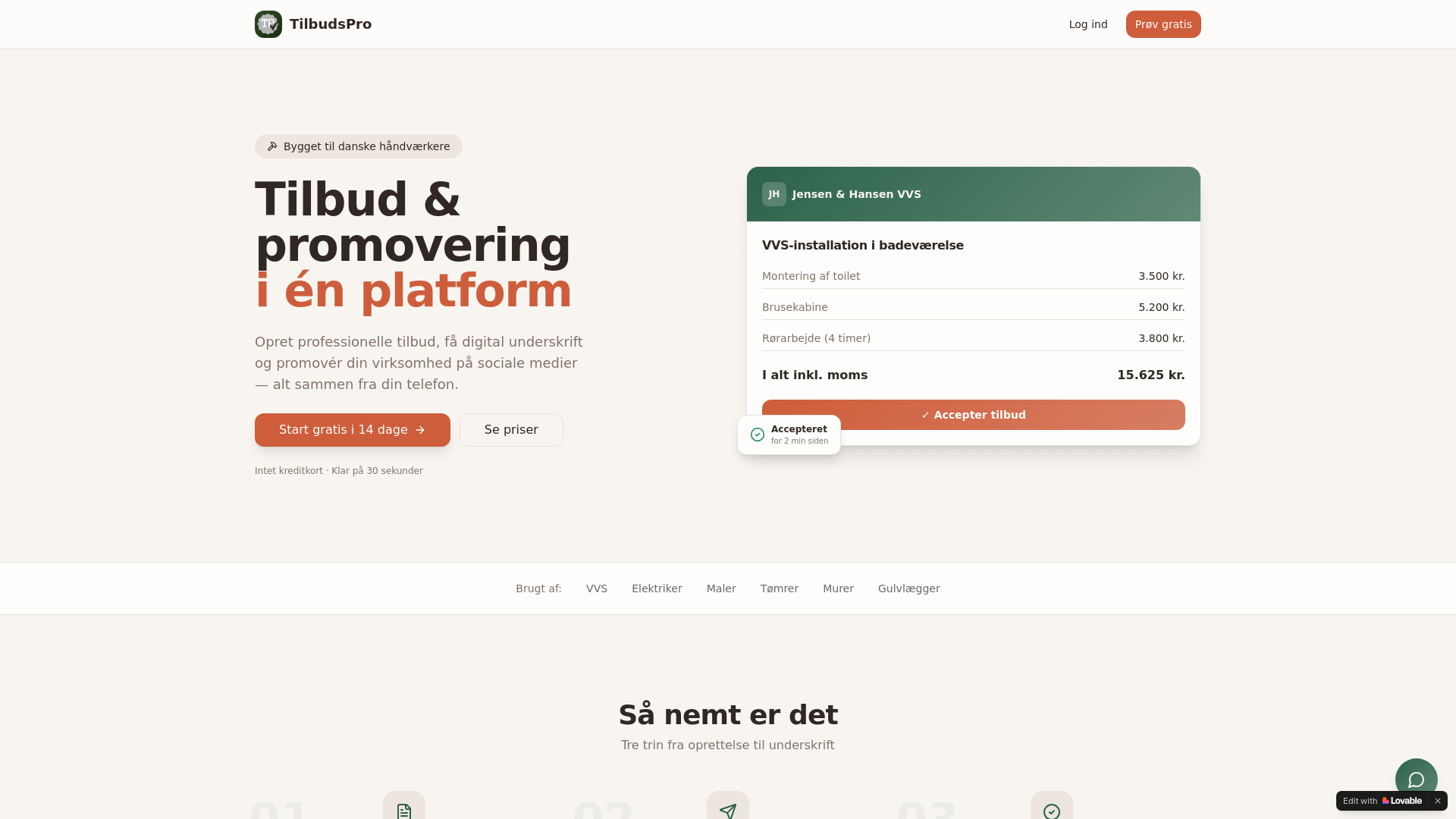website screenshot of https://tilbudspro.com/