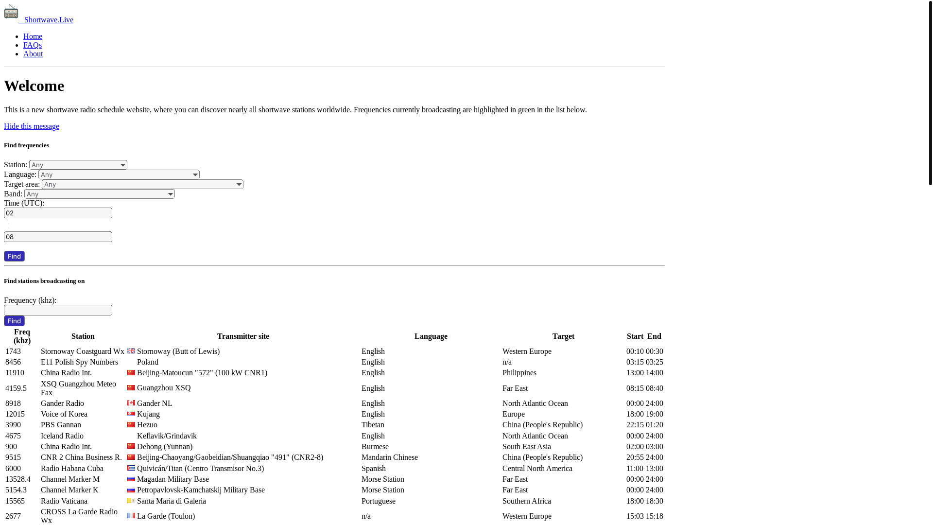 website screenshot of https://shortwave.live/
