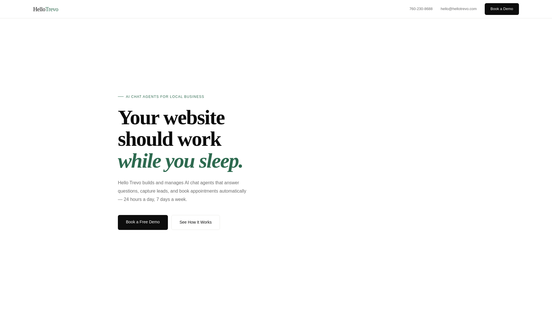 website screenshot of https://hellotrevo.com/