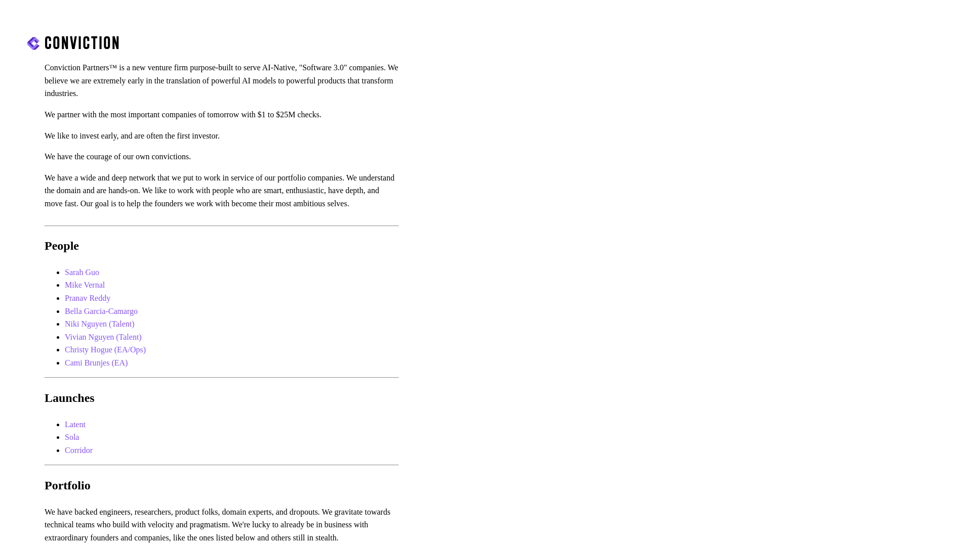 website screenshot of https://convictionventures.fund
