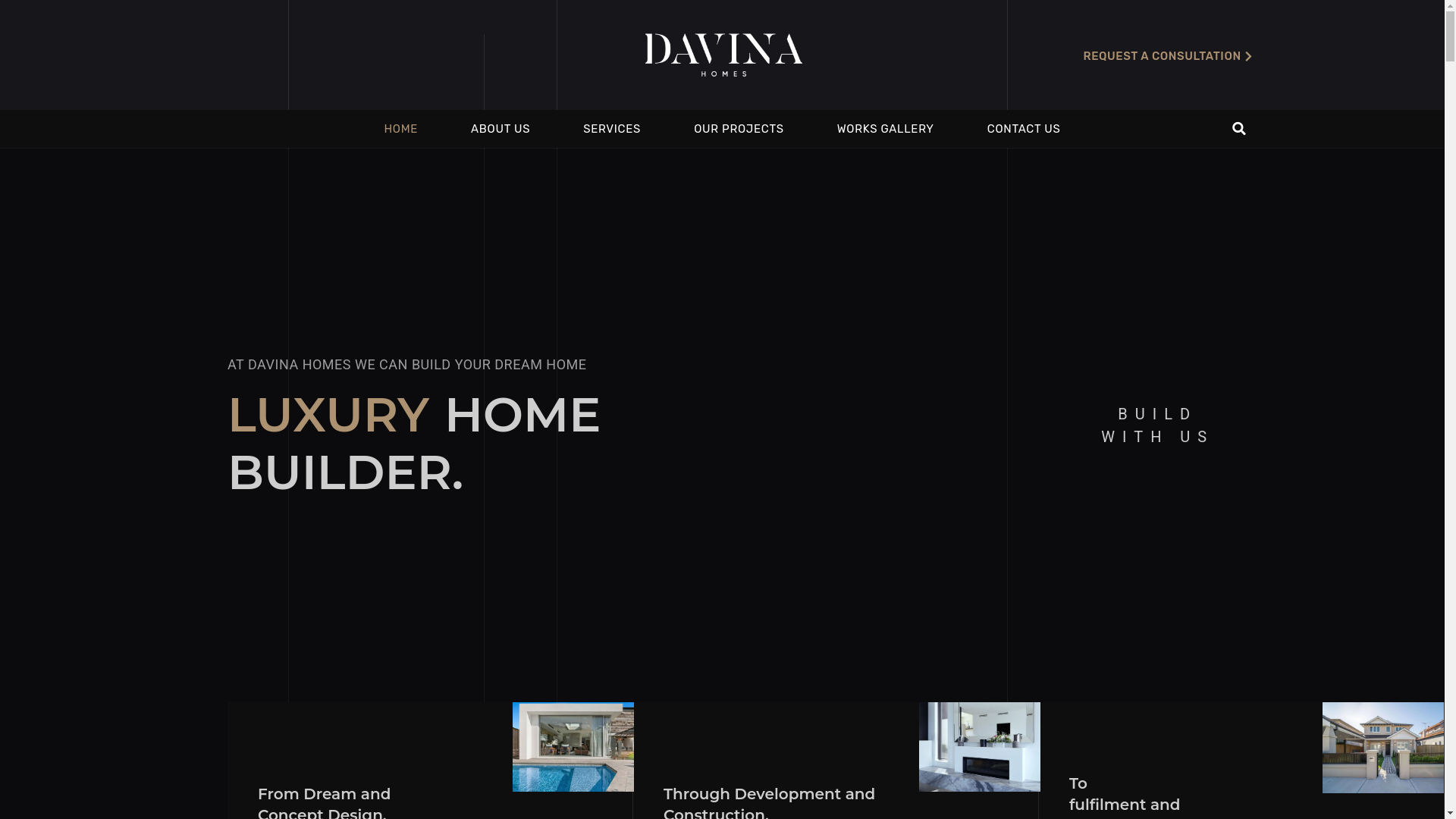 website screenshot of https://davinahomes.online/