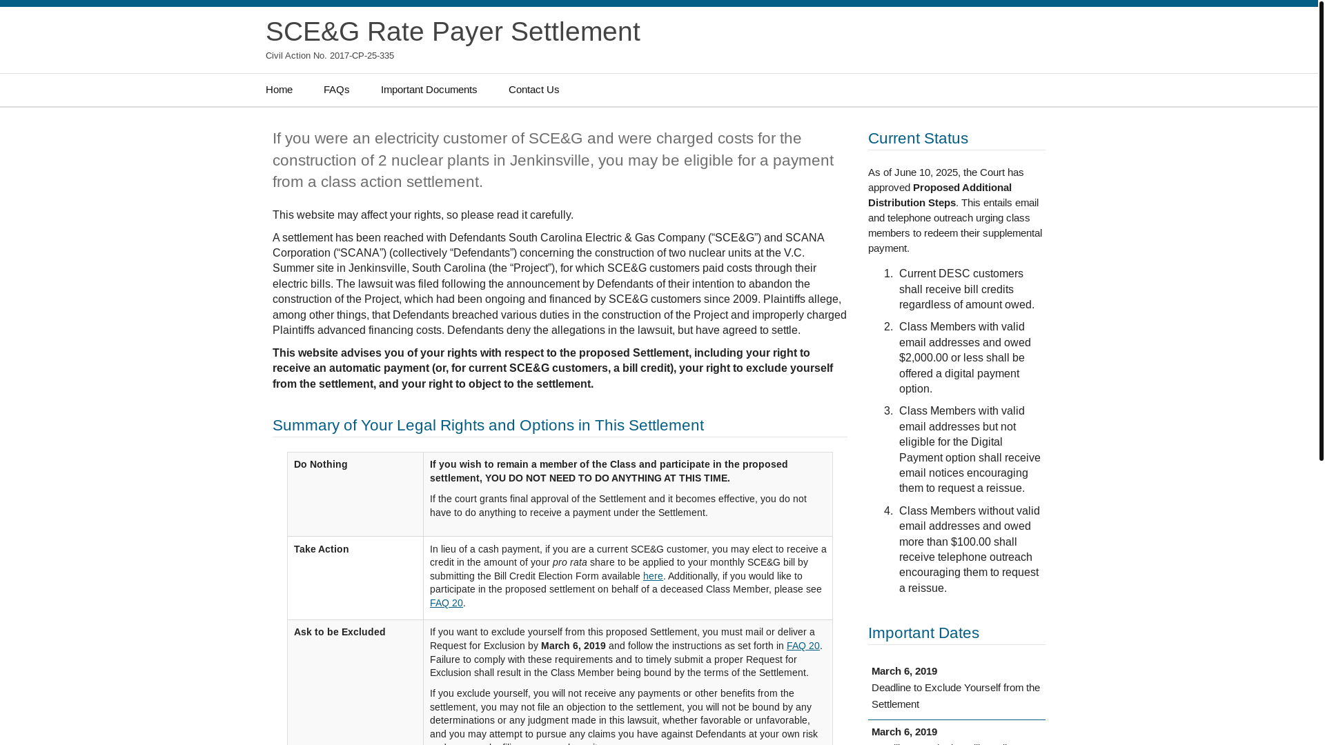 website screenshot of http://scegratepayersettlement.com/