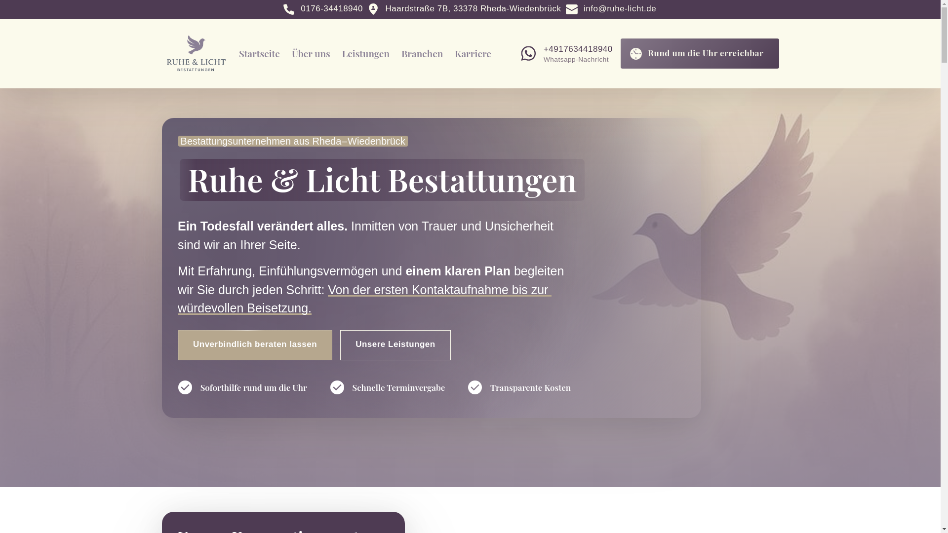 website screenshot of https://ruheundlicht.de/