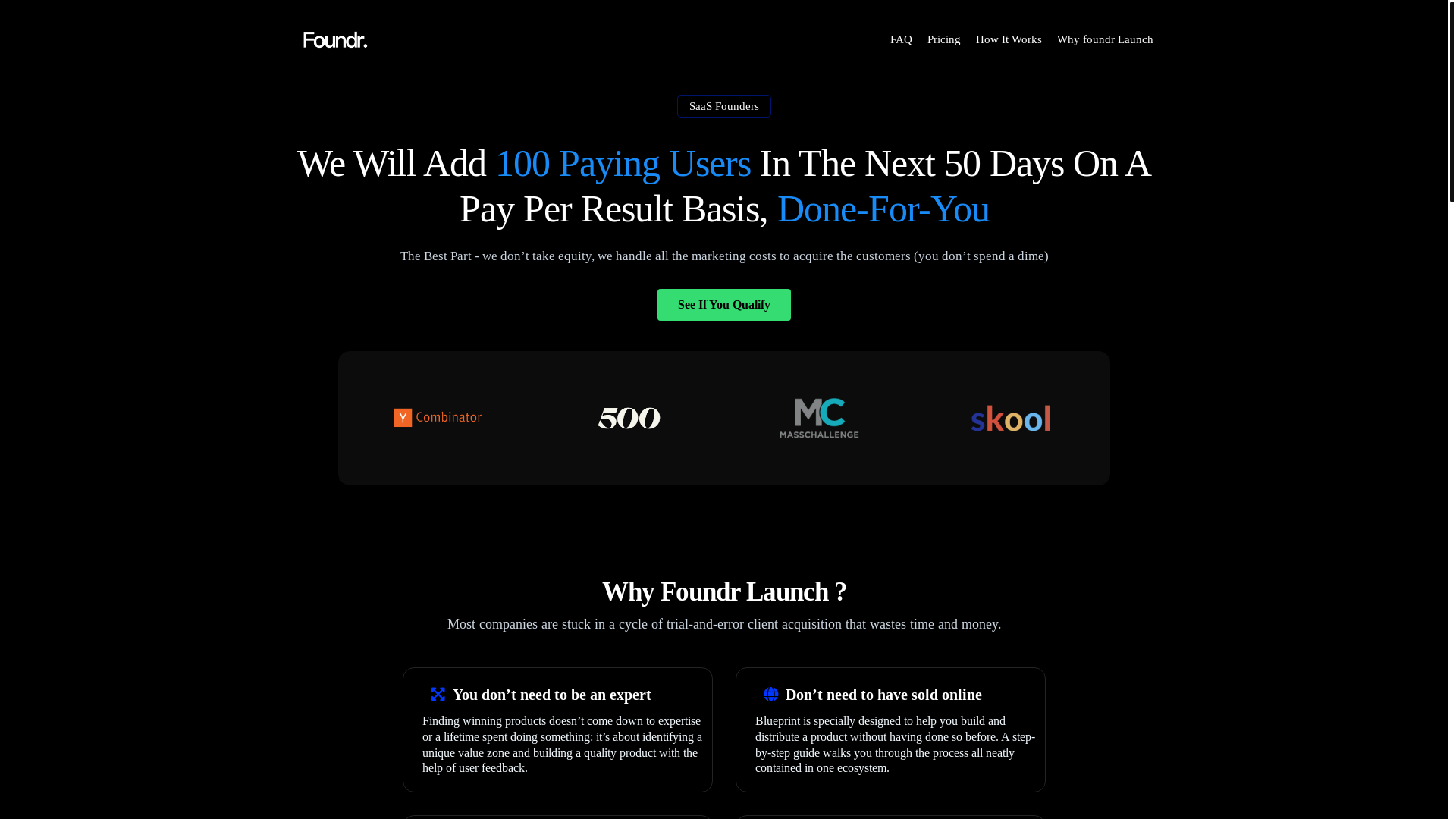 website screenshot of https://founderslaunchit.com/