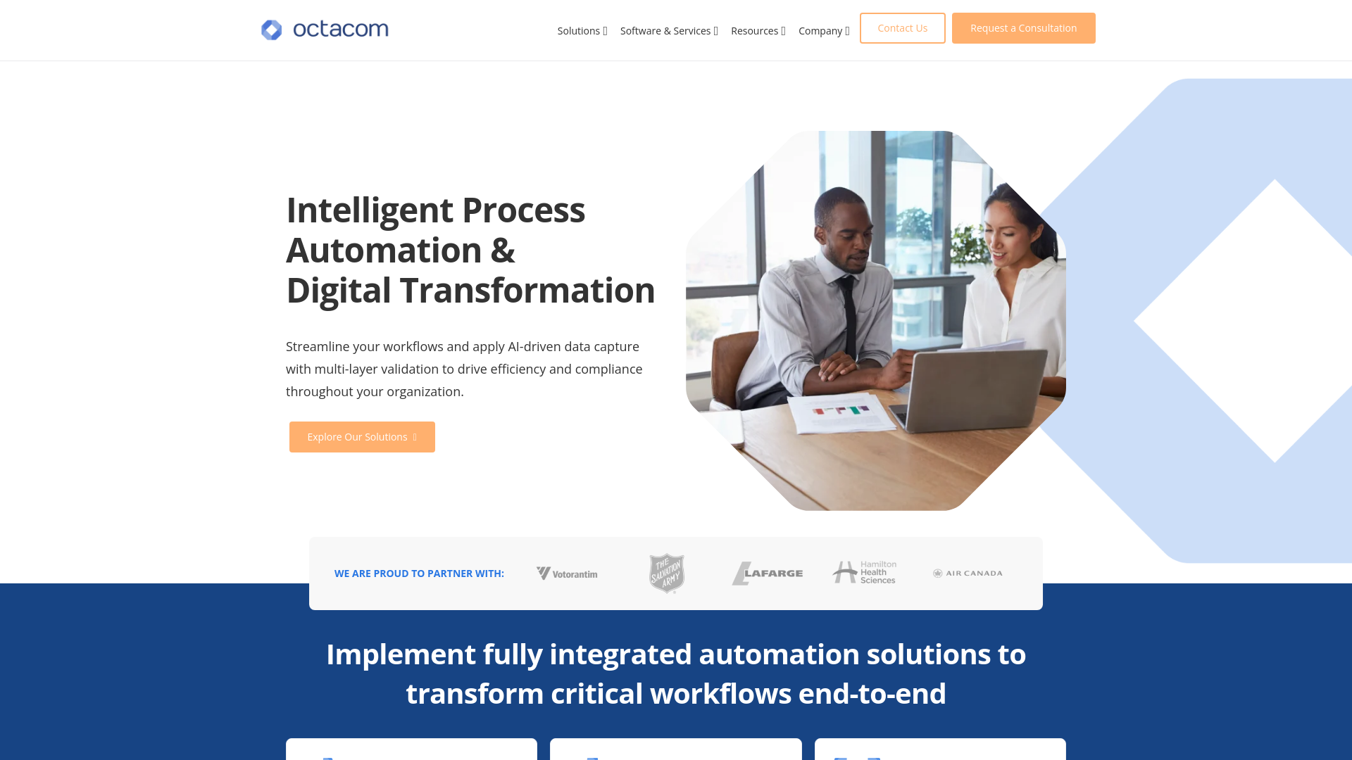 website screenshot of https://octacomservices.com/