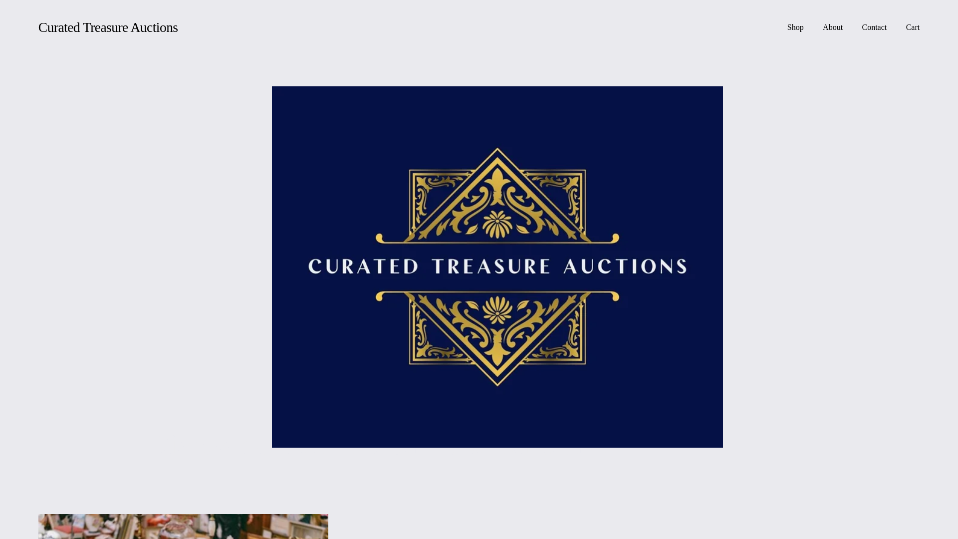 website screenshot of https://curatedtreasureauctions.com