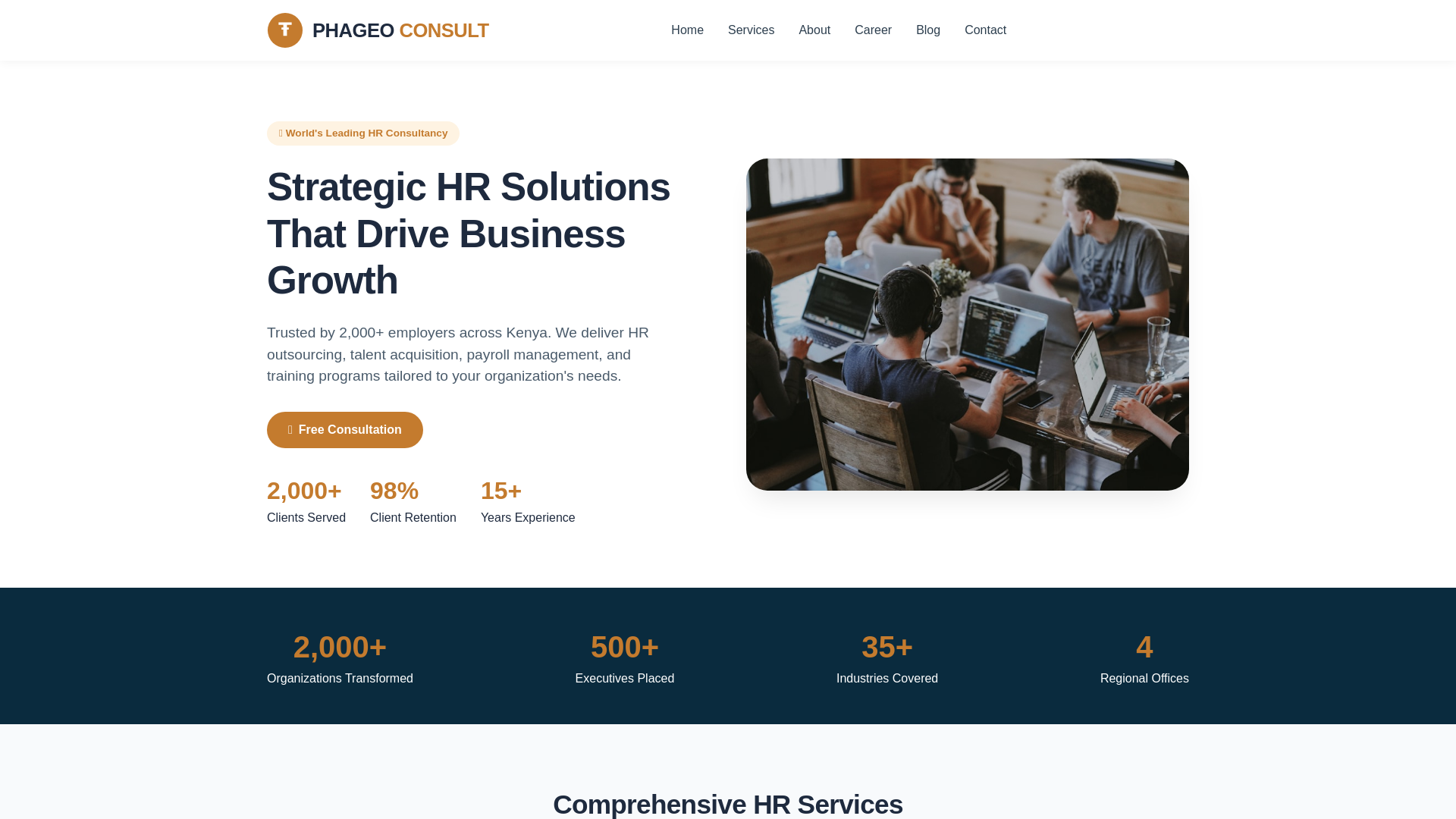 website screenshot of https://phageo-consult.pages.dev/