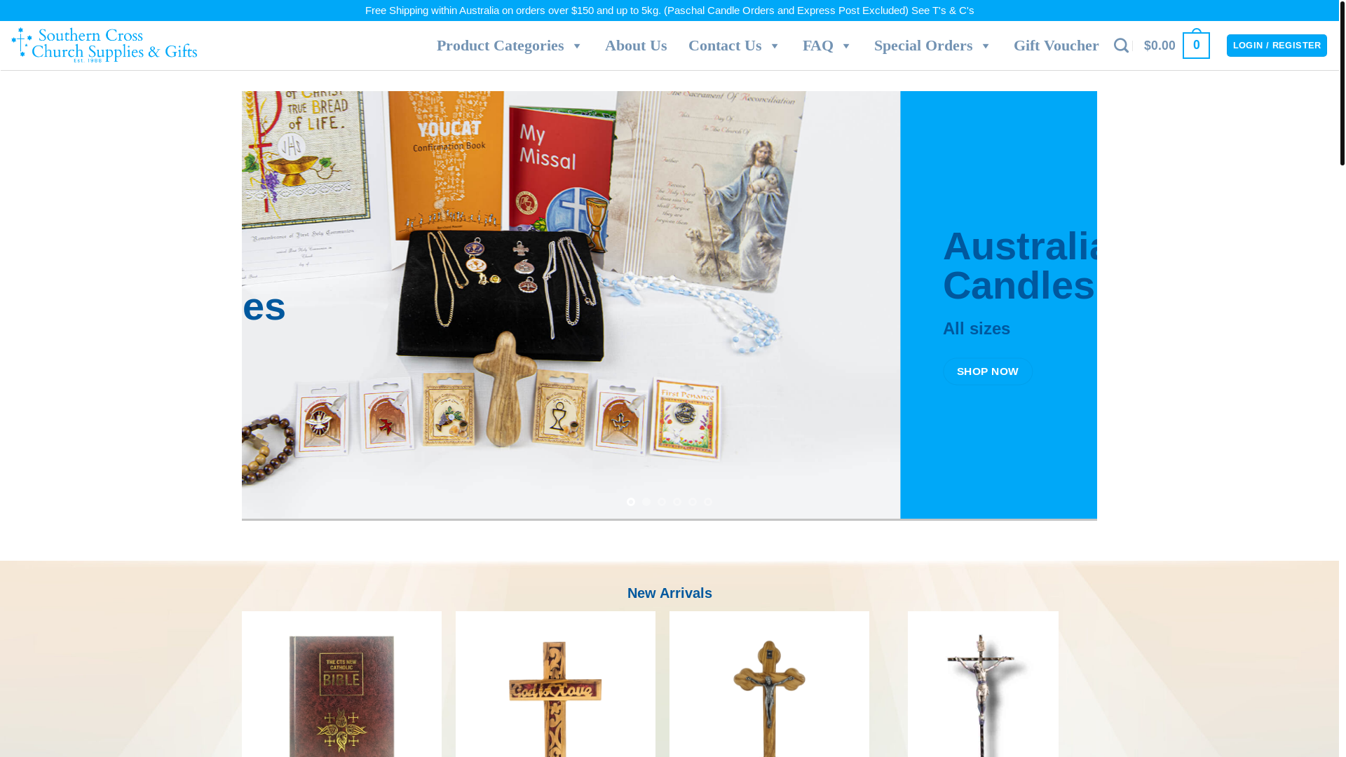 website screenshot of https://southerncrosschurchsupplies.online/