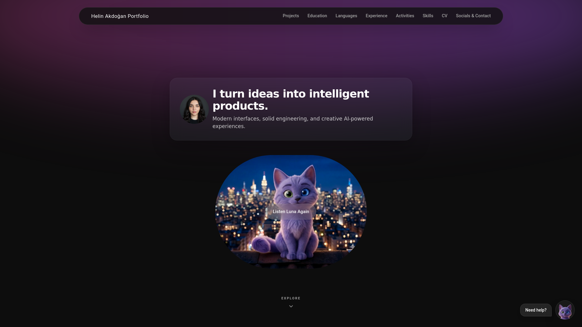 website screenshot of https://helinakdogan.com/
