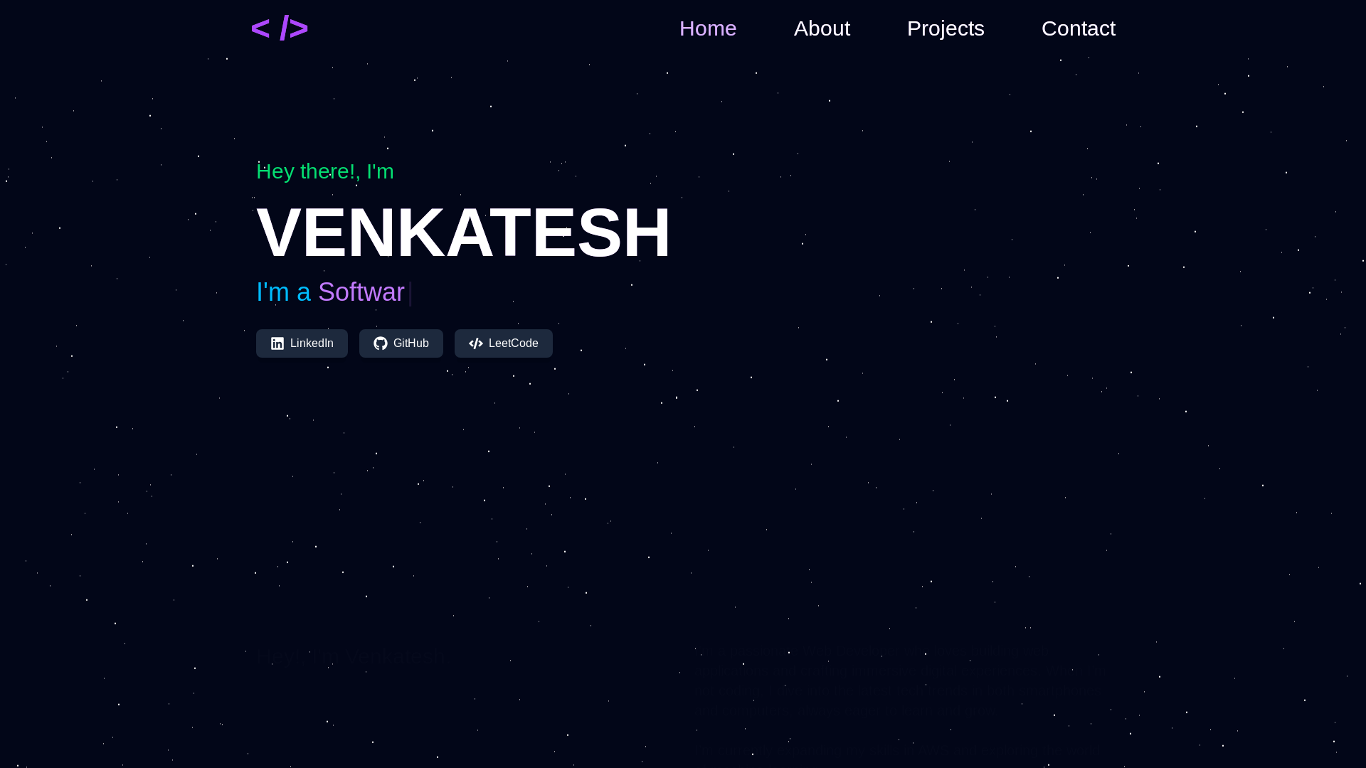 website screenshot of https://venkateshraju.me/