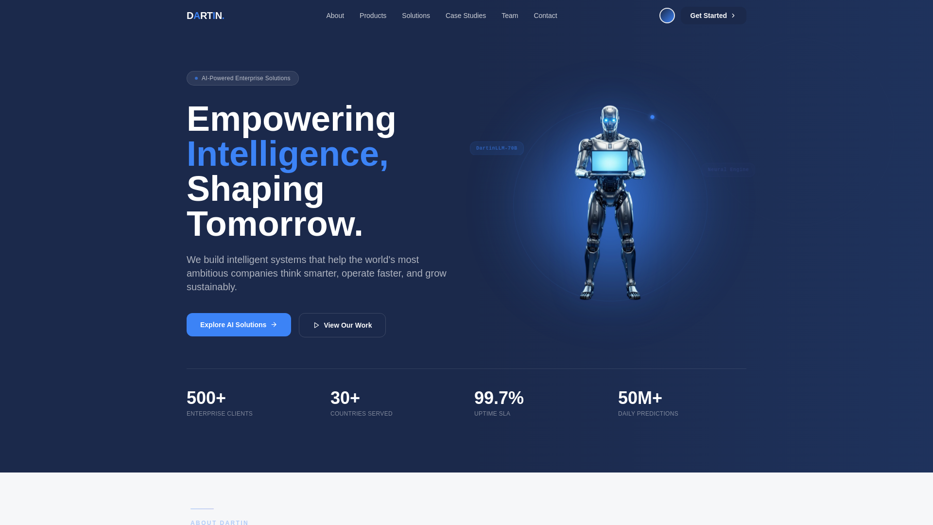 website screenshot of https://dartin.in/