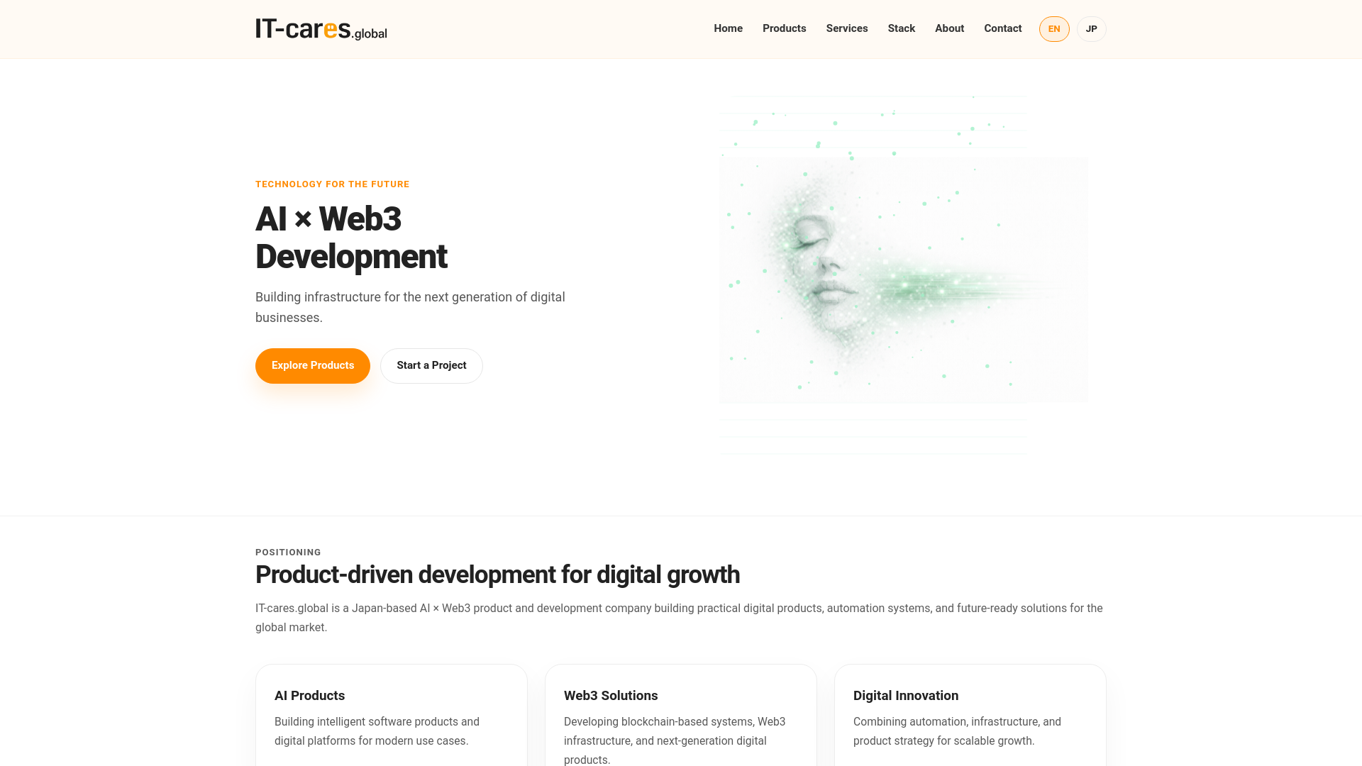 website screenshot of https://itcaresglobal.pages.dev/