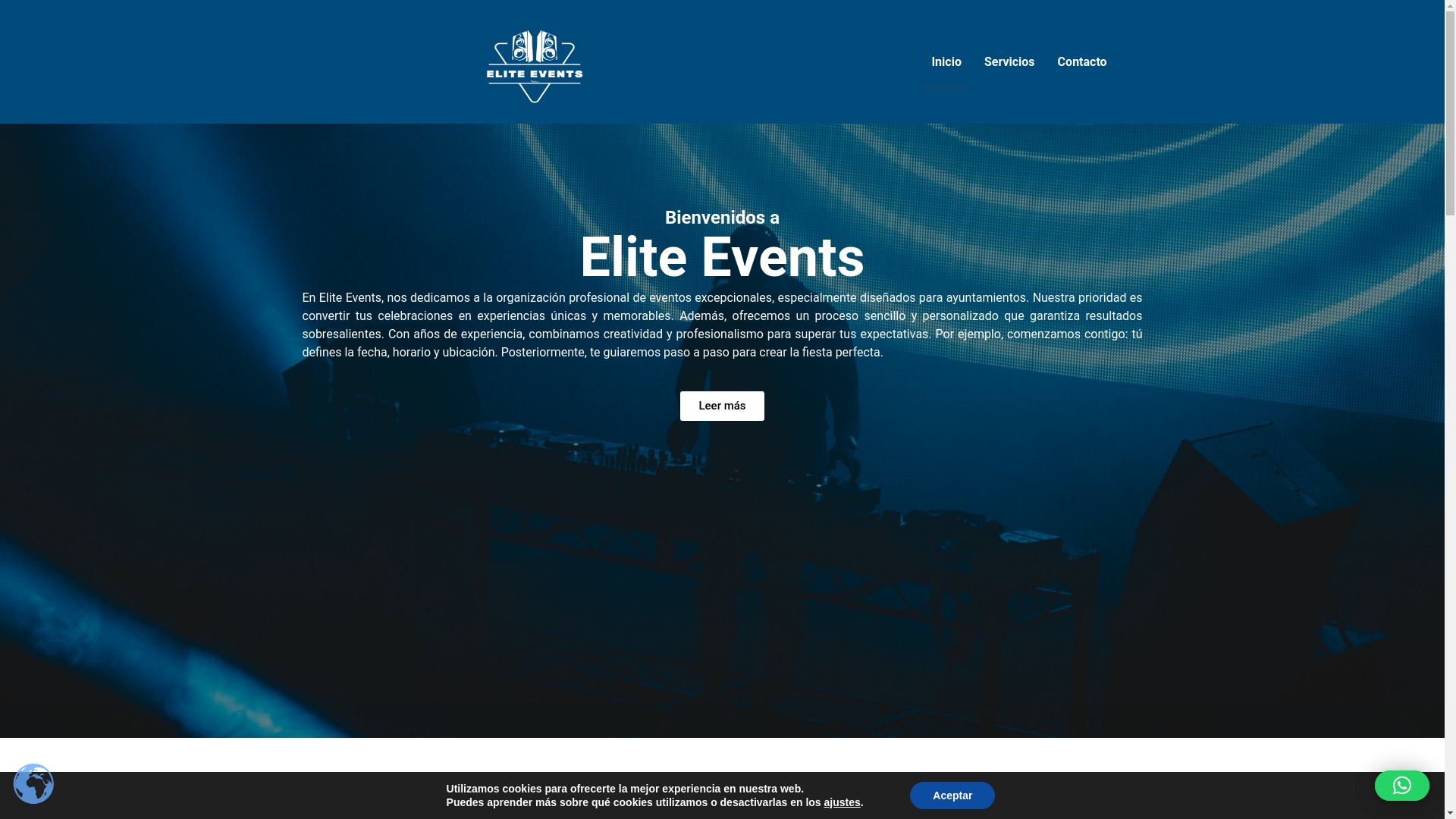 website screenshot of https://eliteventsappforclub.es/