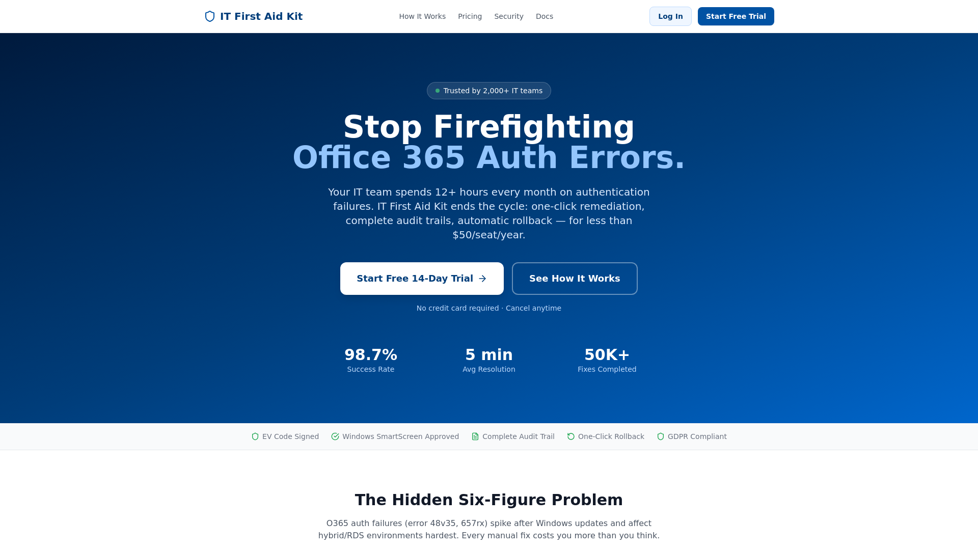 website screenshot of https://itfirstaidkit.com