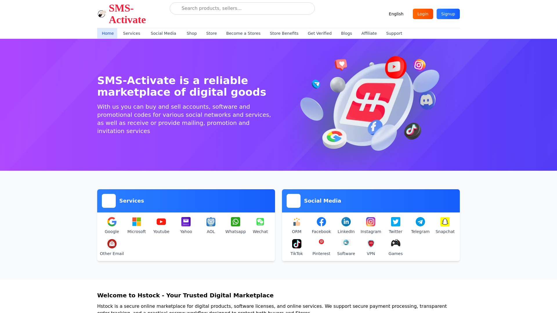 website screenshot of https://sms-activate.ac