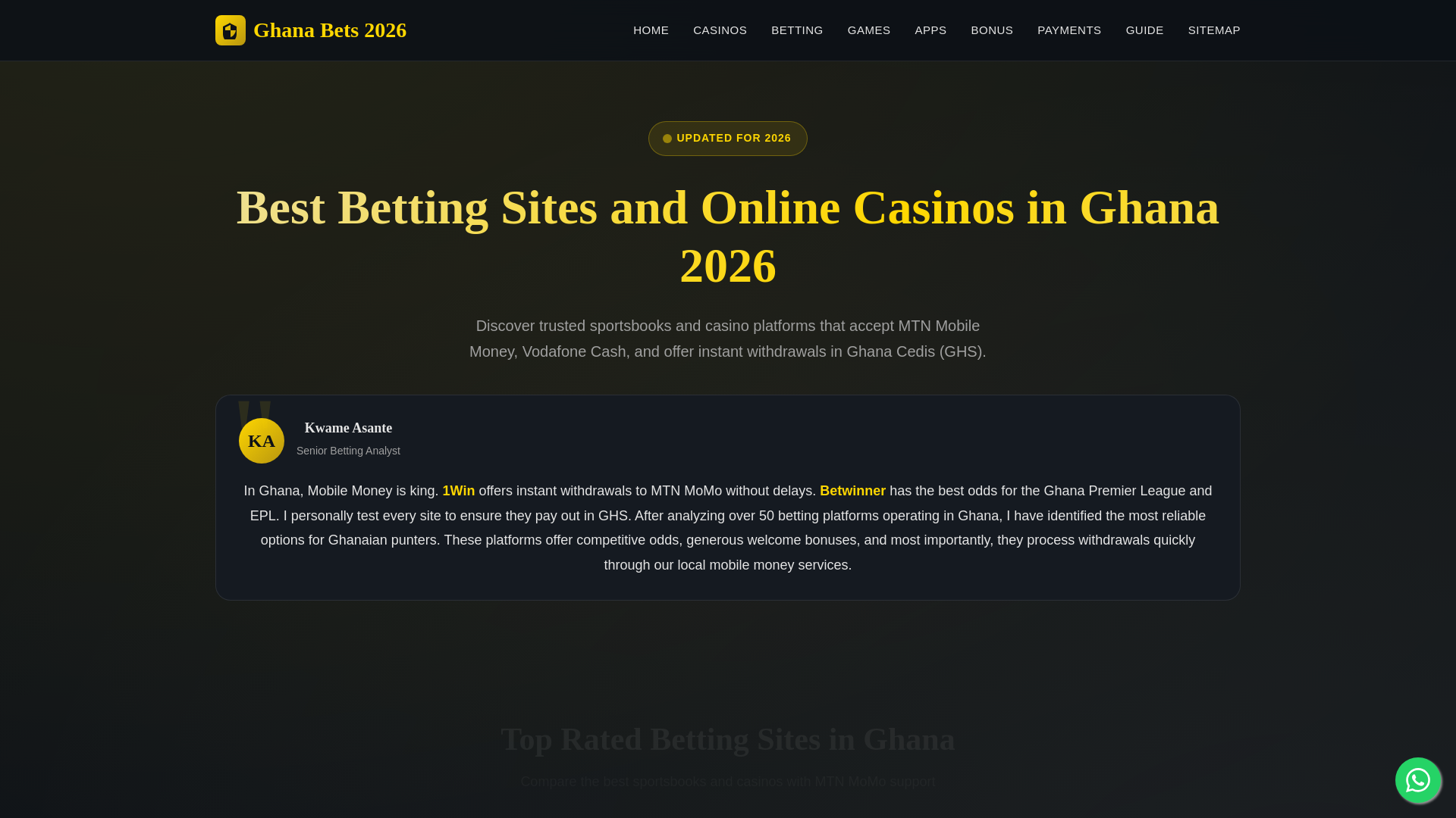 website screenshot of https://ghana-bets2026.space/