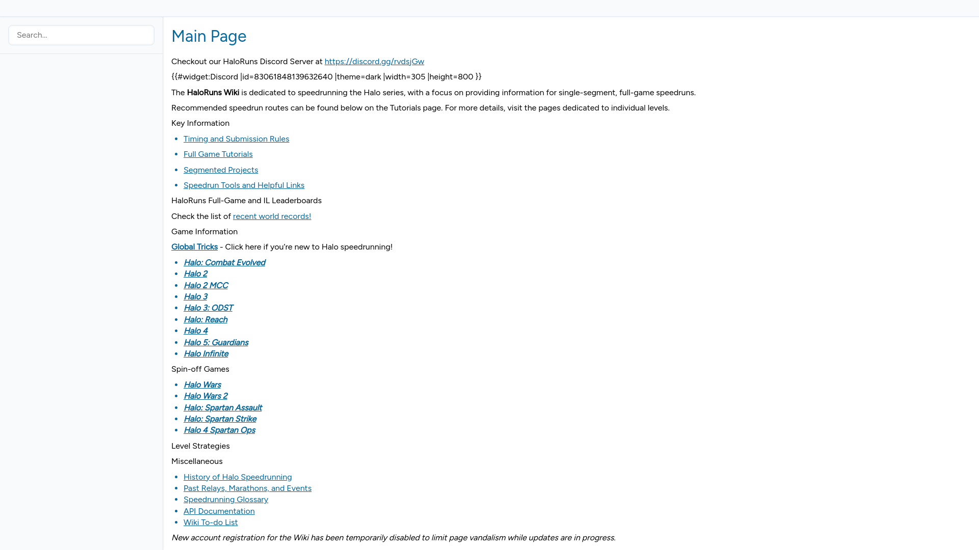 website screenshot of https://halorunswiki.pages.dev/