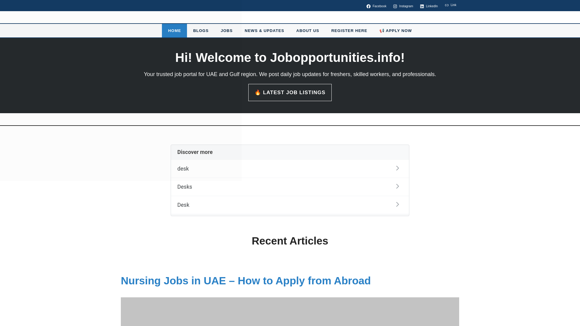website screenshot of https://jobopportunities.info/