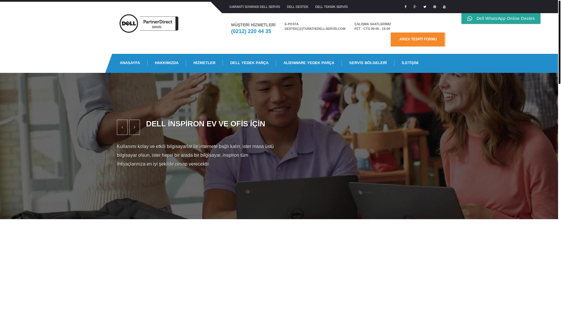 website screenshot of https://turkiyedellservis.com/
