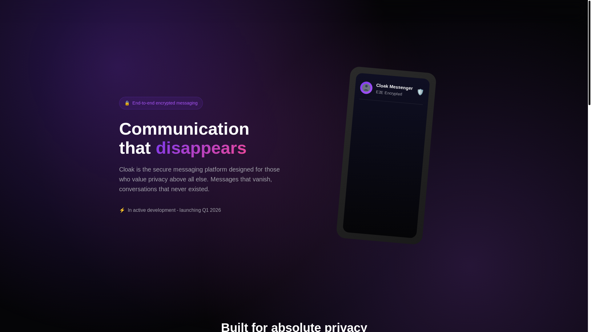 website screenshot of https://usecloak.chat/