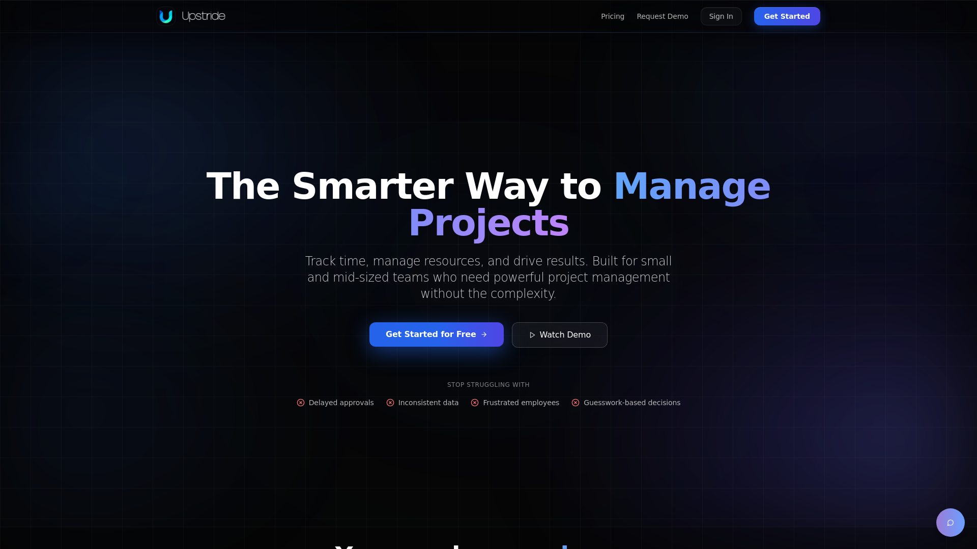 website screenshot of https://upstride.solutions