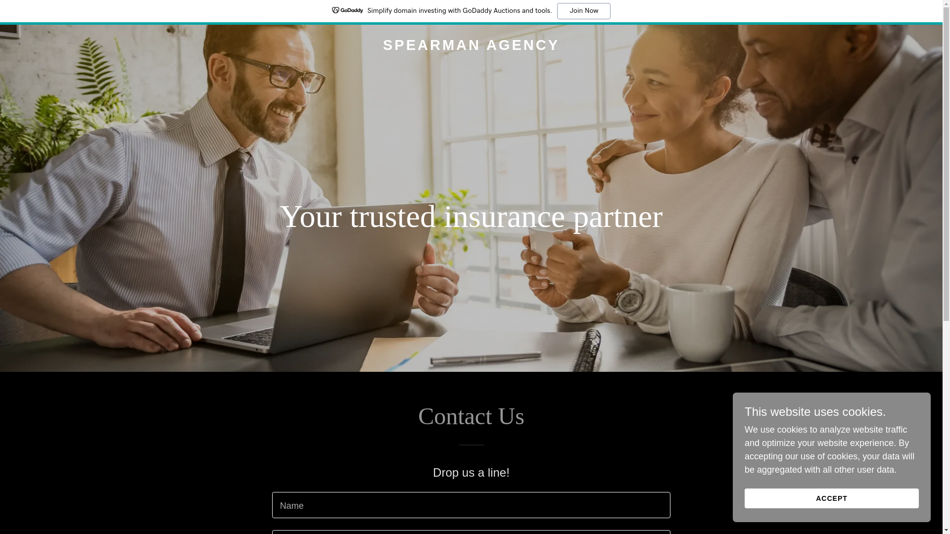 website screenshot of https://thespearmanagency.com/
