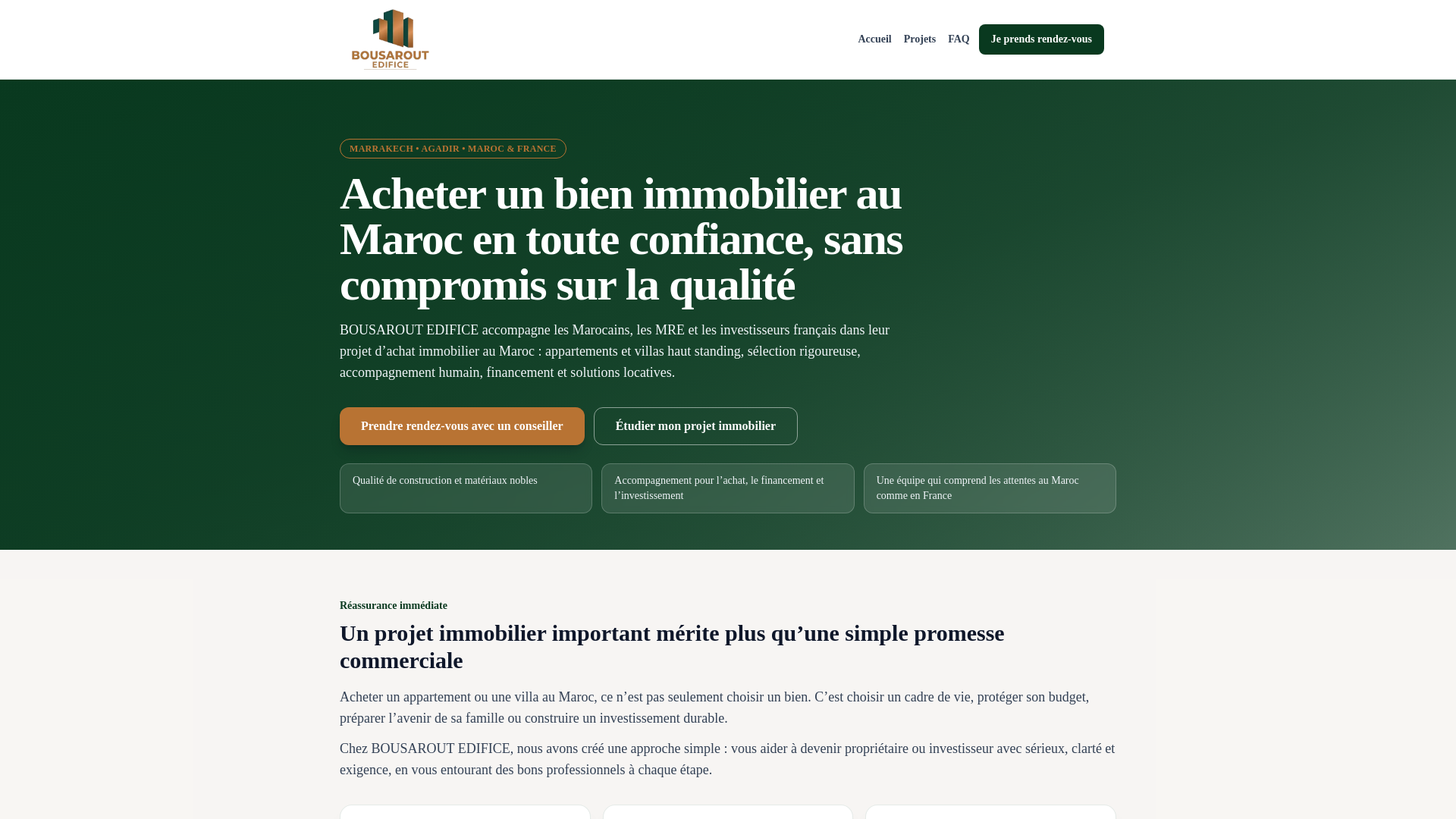 website screenshot of https://bousarout-edifice.com/