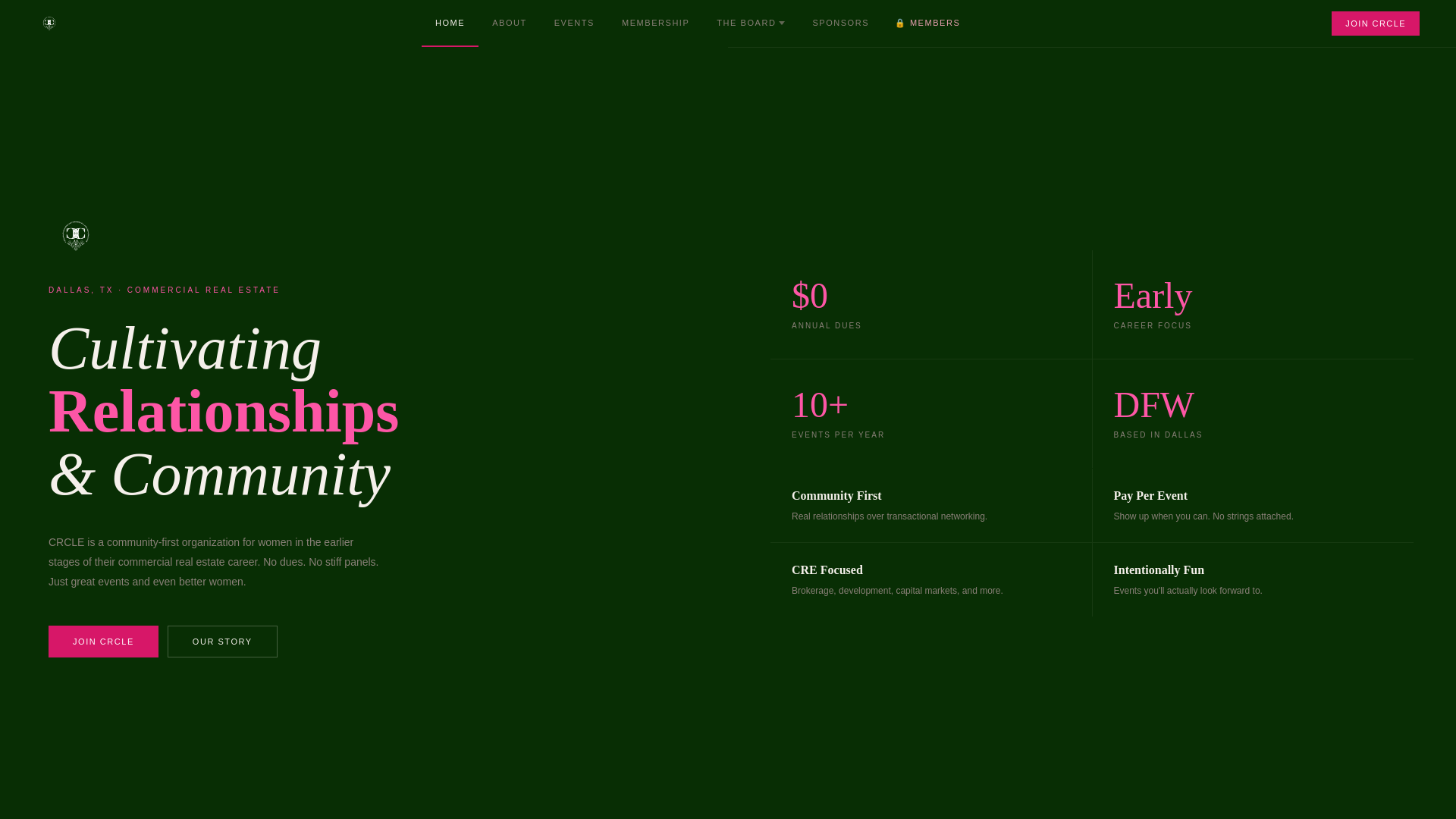 website screenshot of https://crclecre.org/