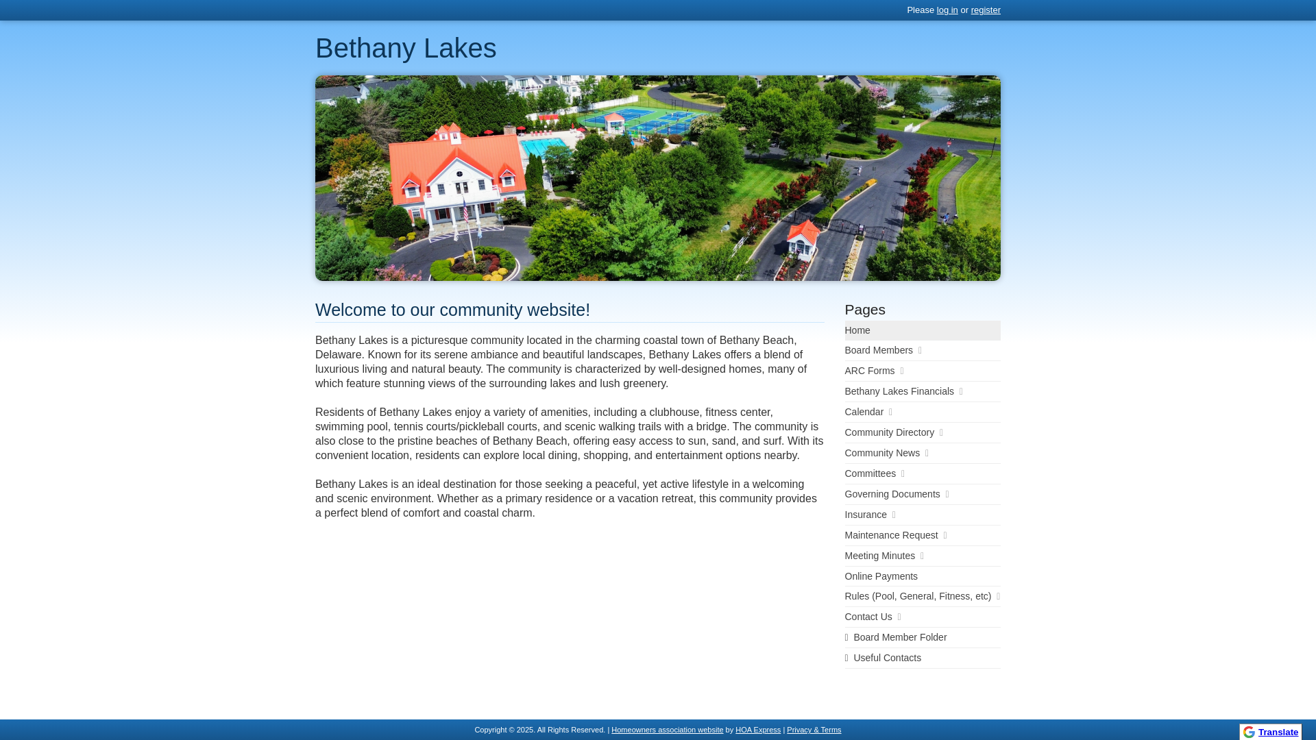 website screenshot of https://bethanylakes.com/