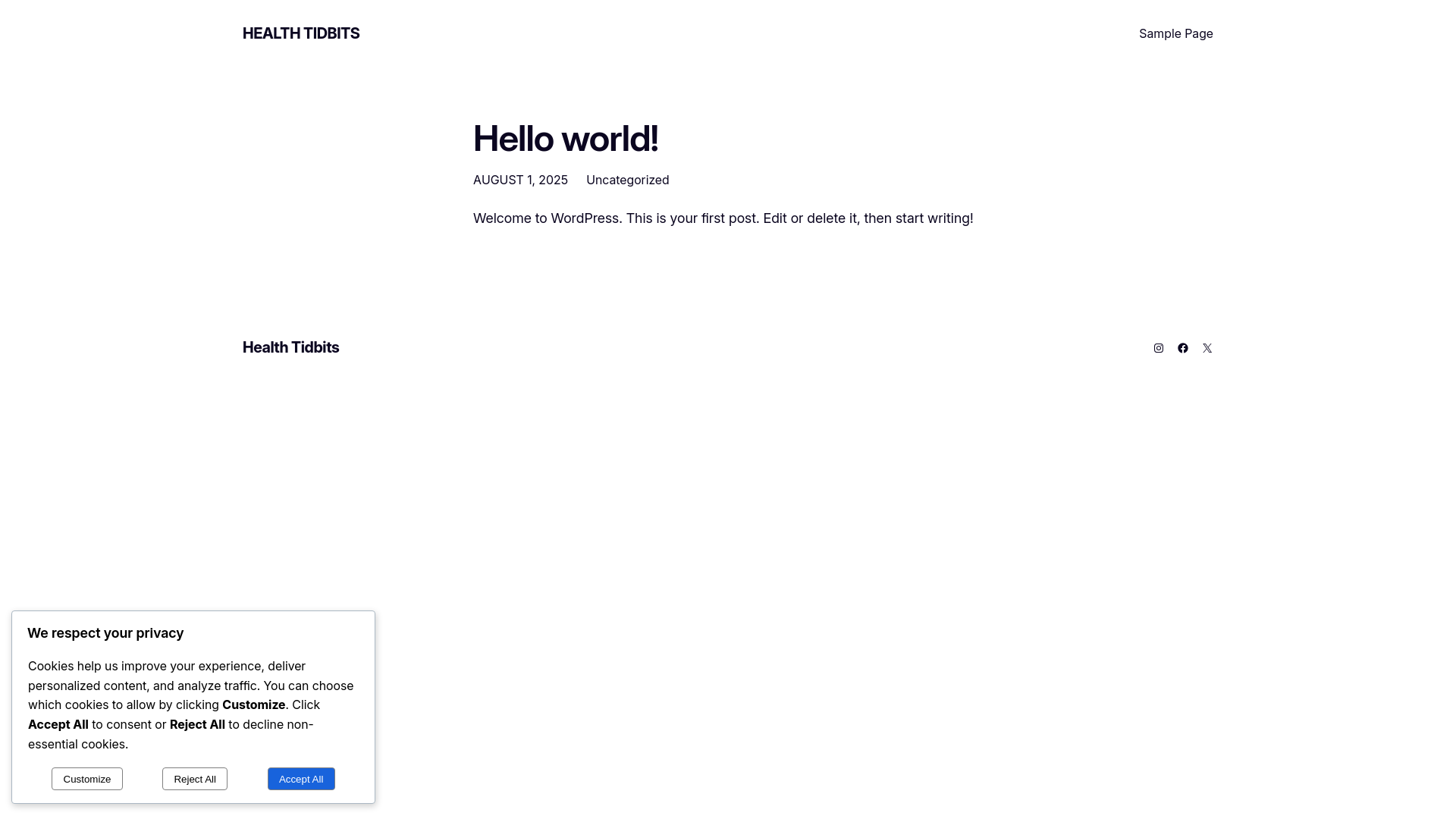website screenshot of https://healthtidbits.net/