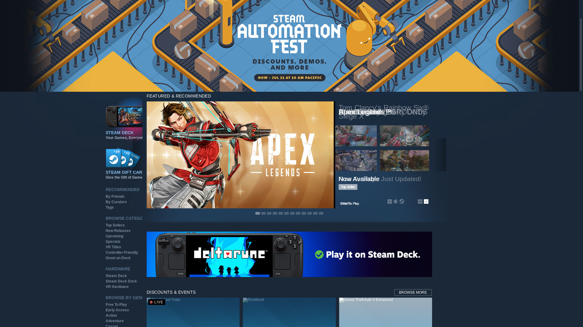 website screenshot of https://store.steampowered.com/