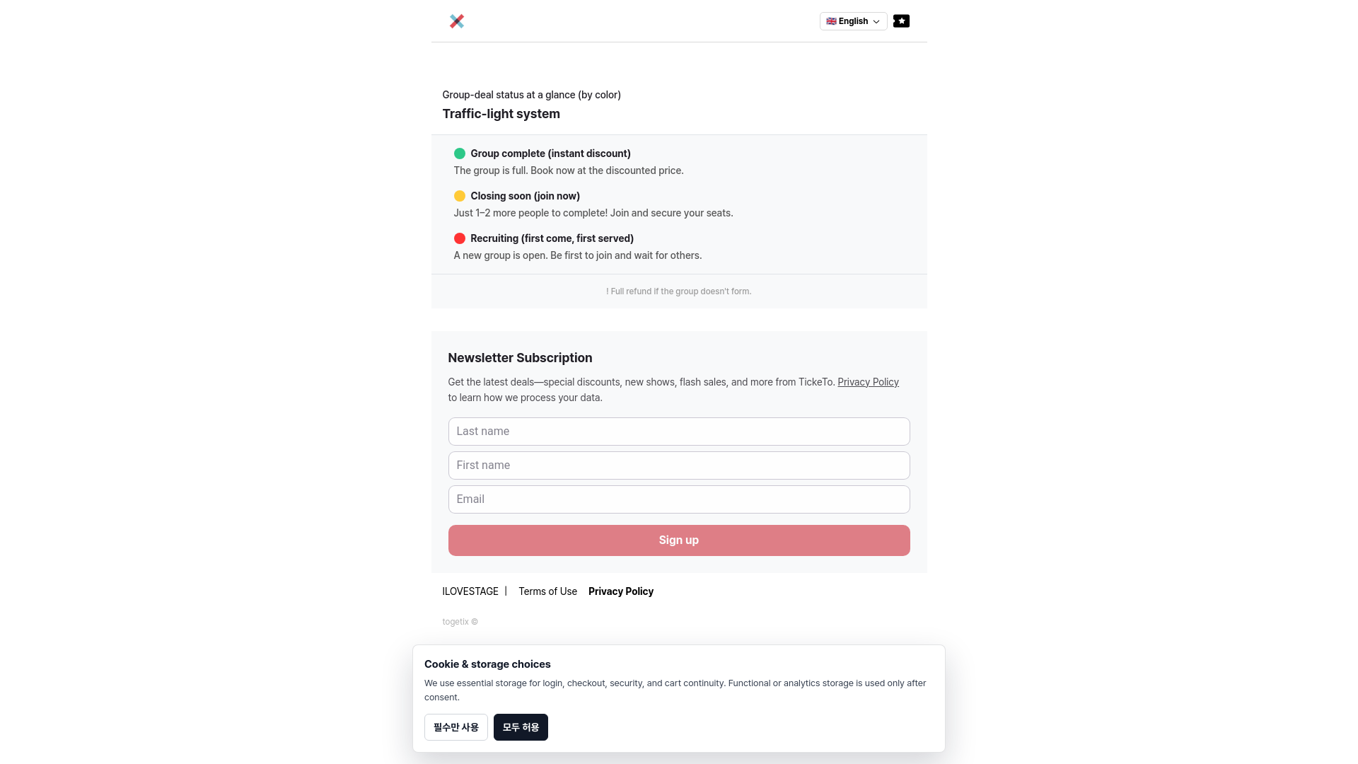 website screenshot of https://togetix-sandbox.com/