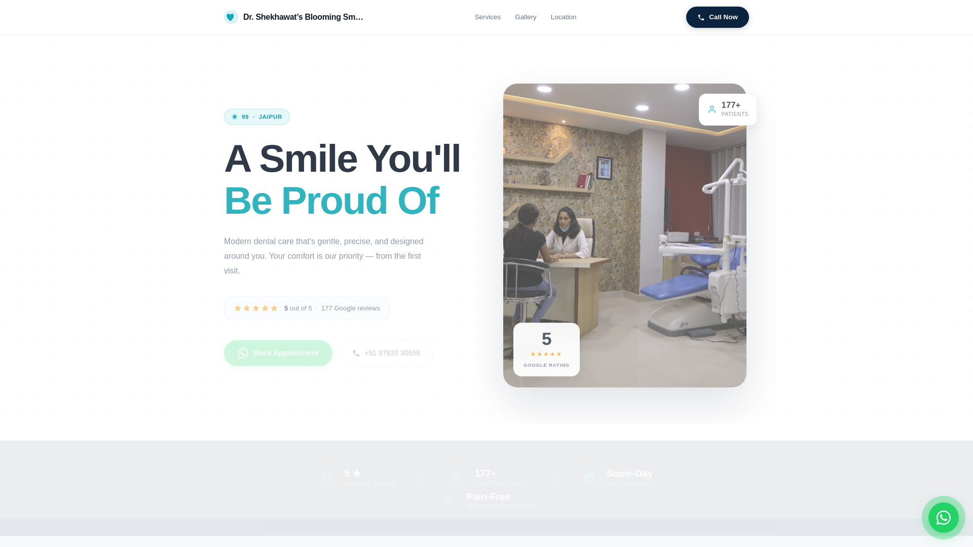 website screenshot of https://dr-shekhawat-s-blooming-smile-dental-clinic-jaipur.pages.dev/