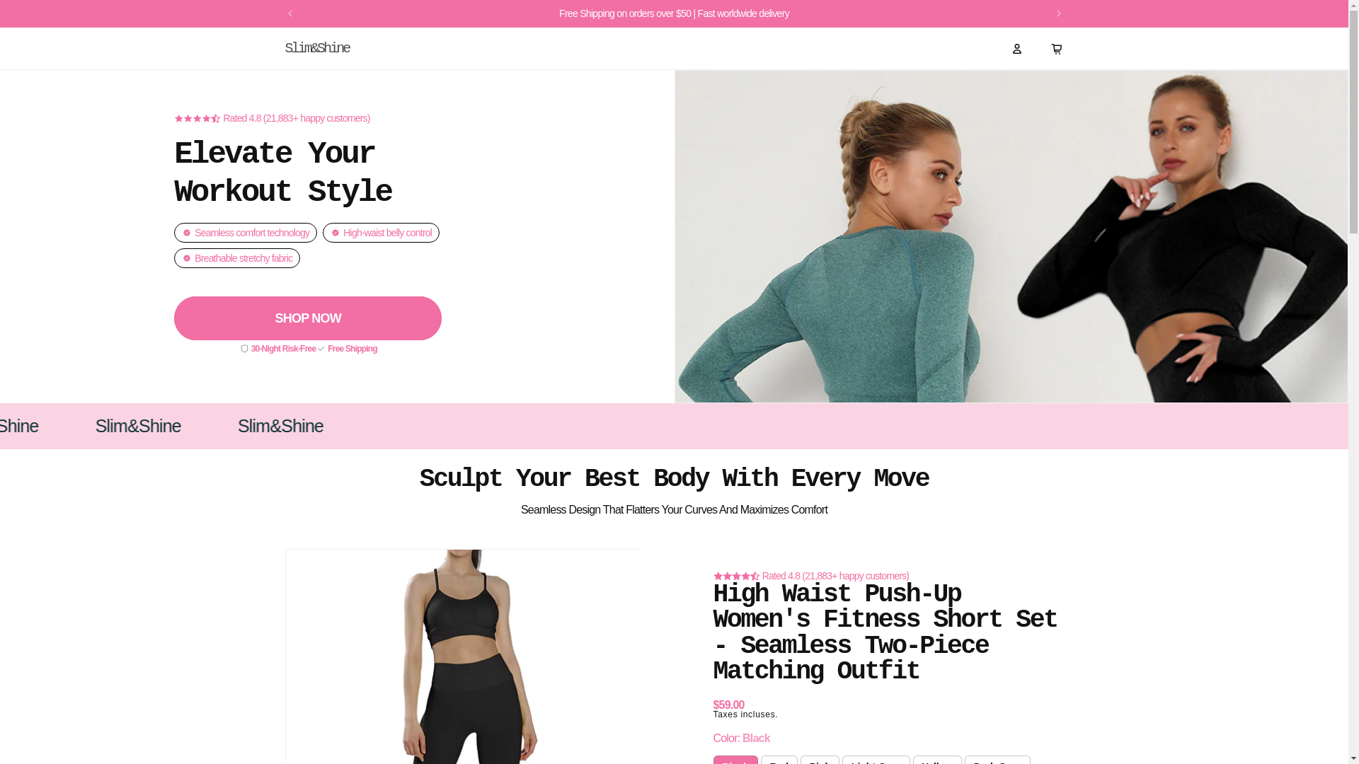 website screenshot of https://slimandshine.store/