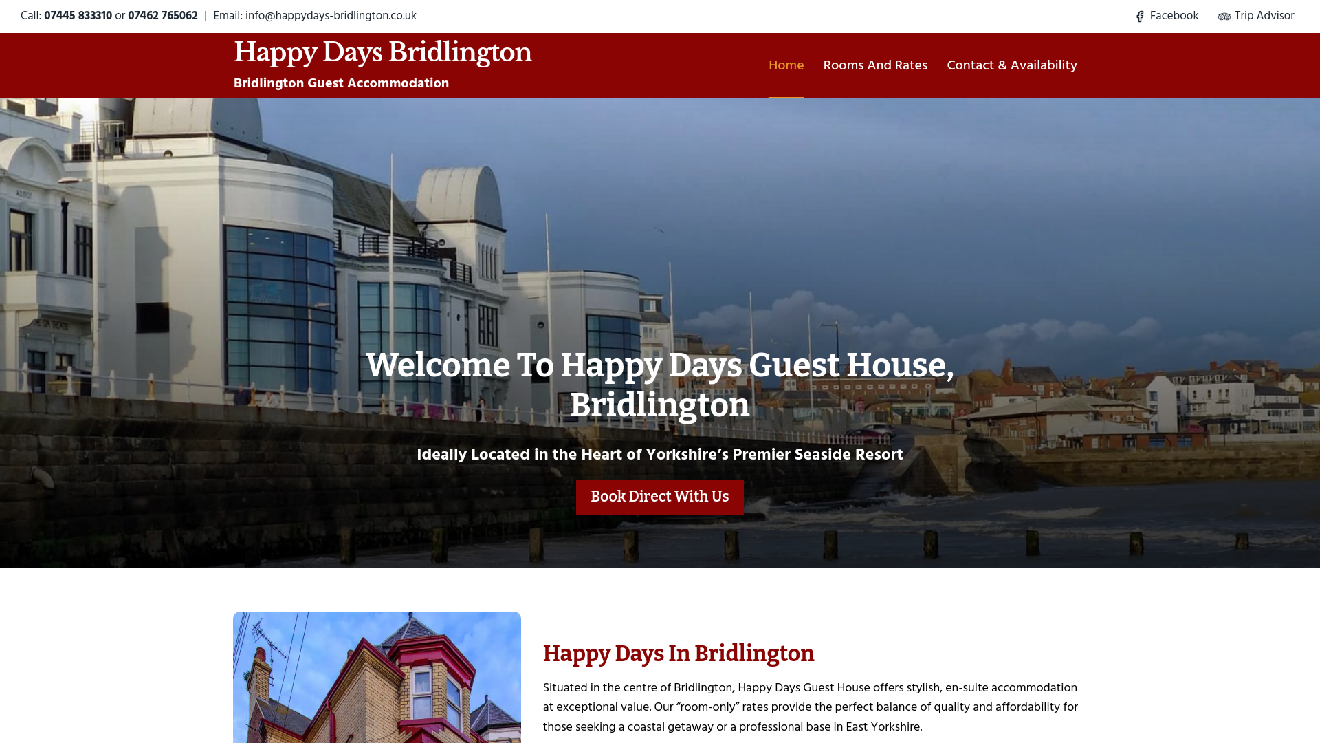 website screenshot of https://happydaysbridlington.com/