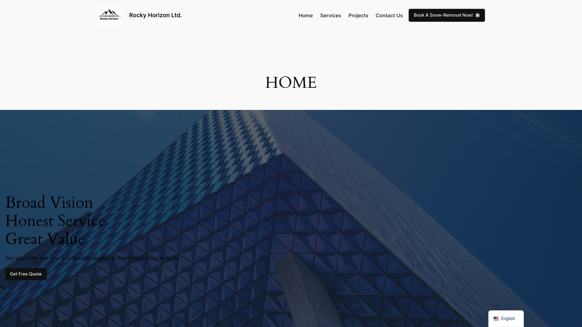 website screenshot of https://rockyhorizon.ca/