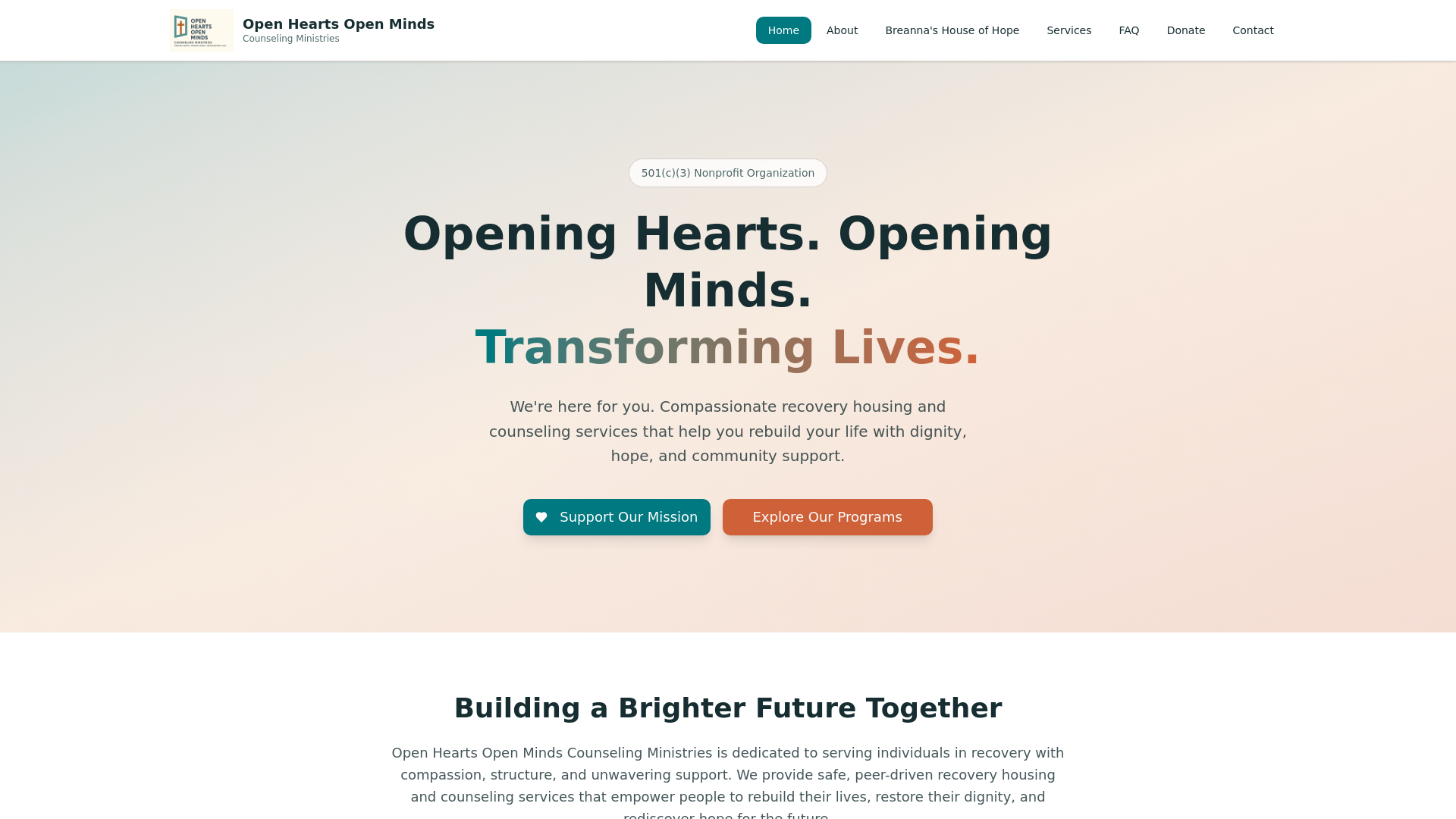 website screenshot of https://openheartsde.com/