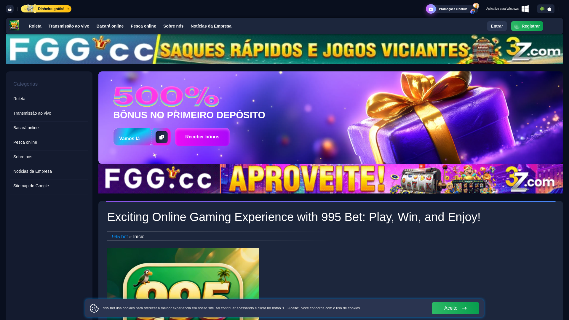 website screenshot of https://995betslots.com