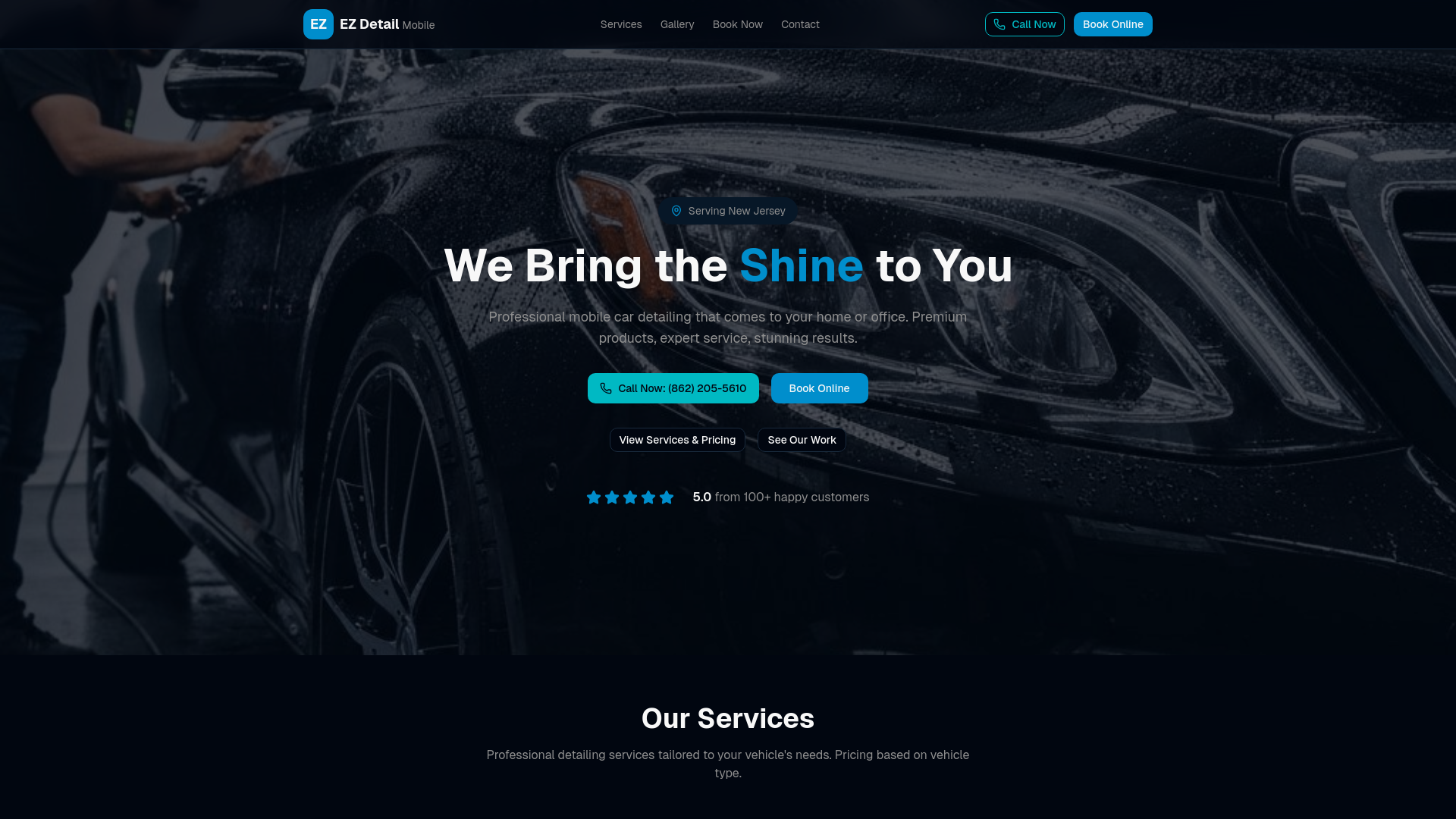 website screenshot of https://ezdetailmobile.com