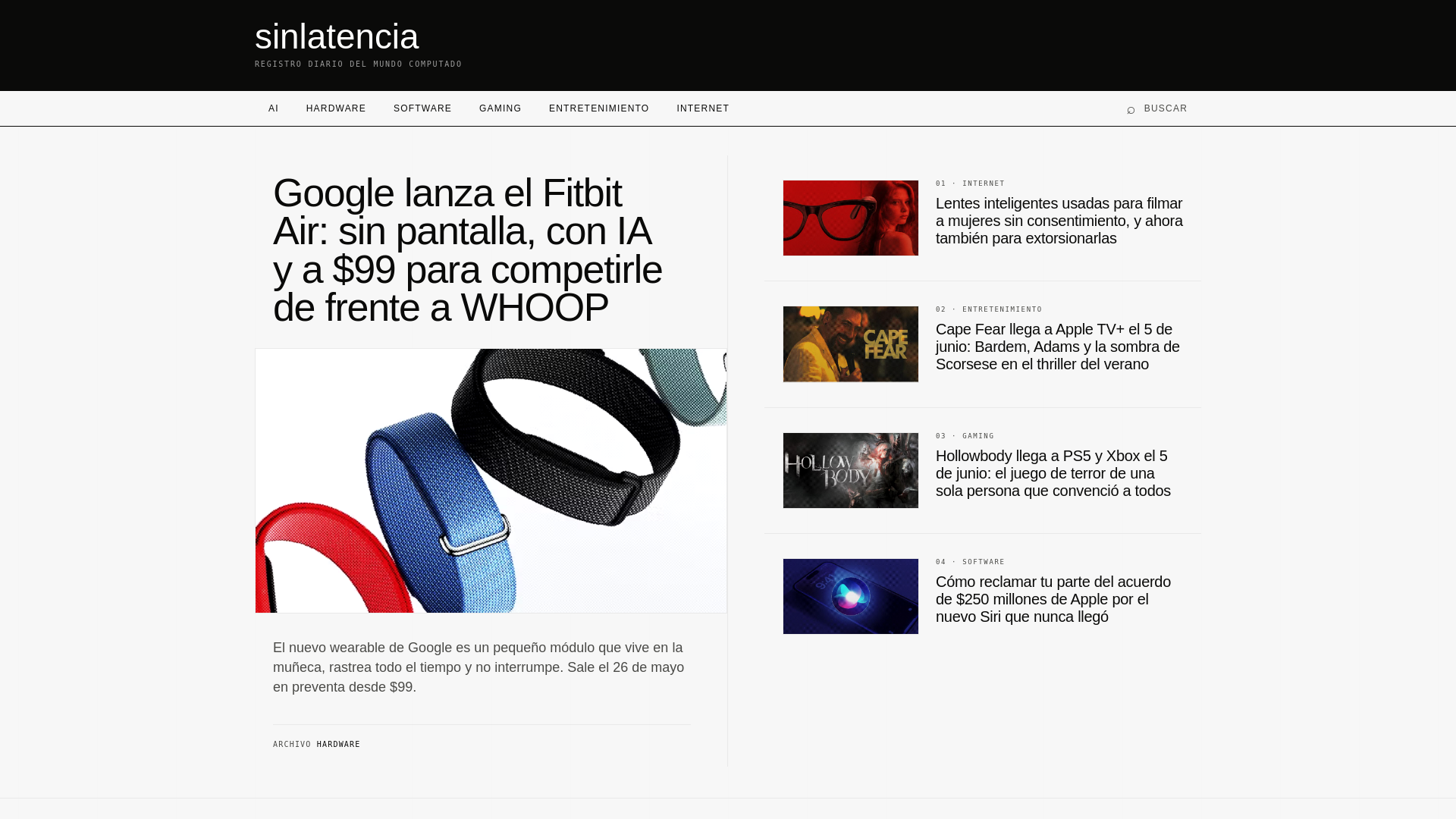 website screenshot of https://sinlatencia.com/