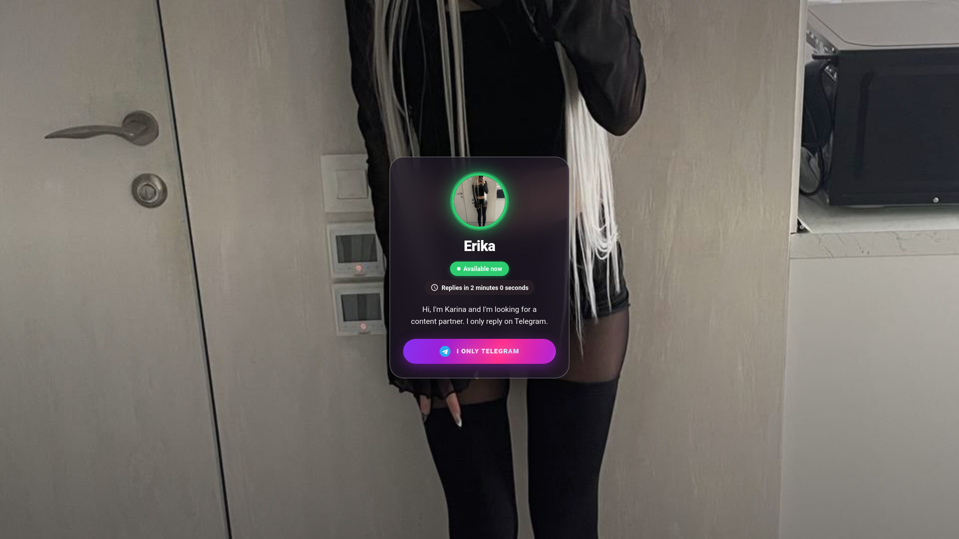 website screenshot of https://karinatelegram.online/