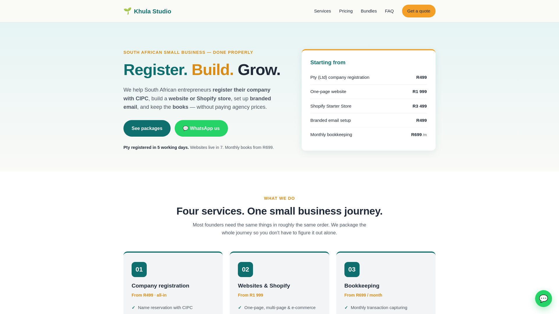 website screenshot of https://khulastudio.co.za/